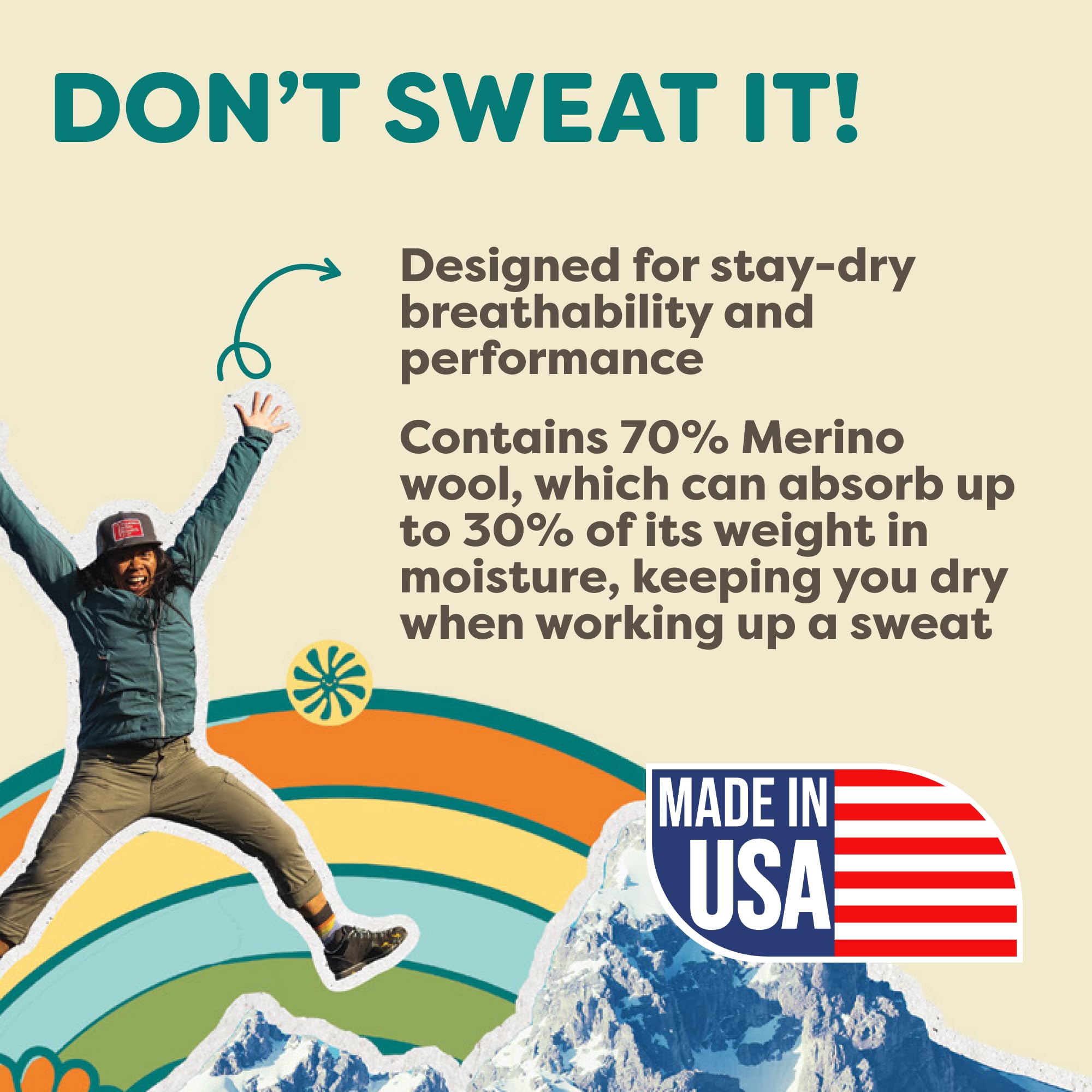 FITS Medium Hiker Merino Wool Crew Socks for Men & Women - Lightweight, Breathable Hiking Socks with Whole Foot Comfort - Perfect for Outdoor Adventures, Trekking & Daily Wear