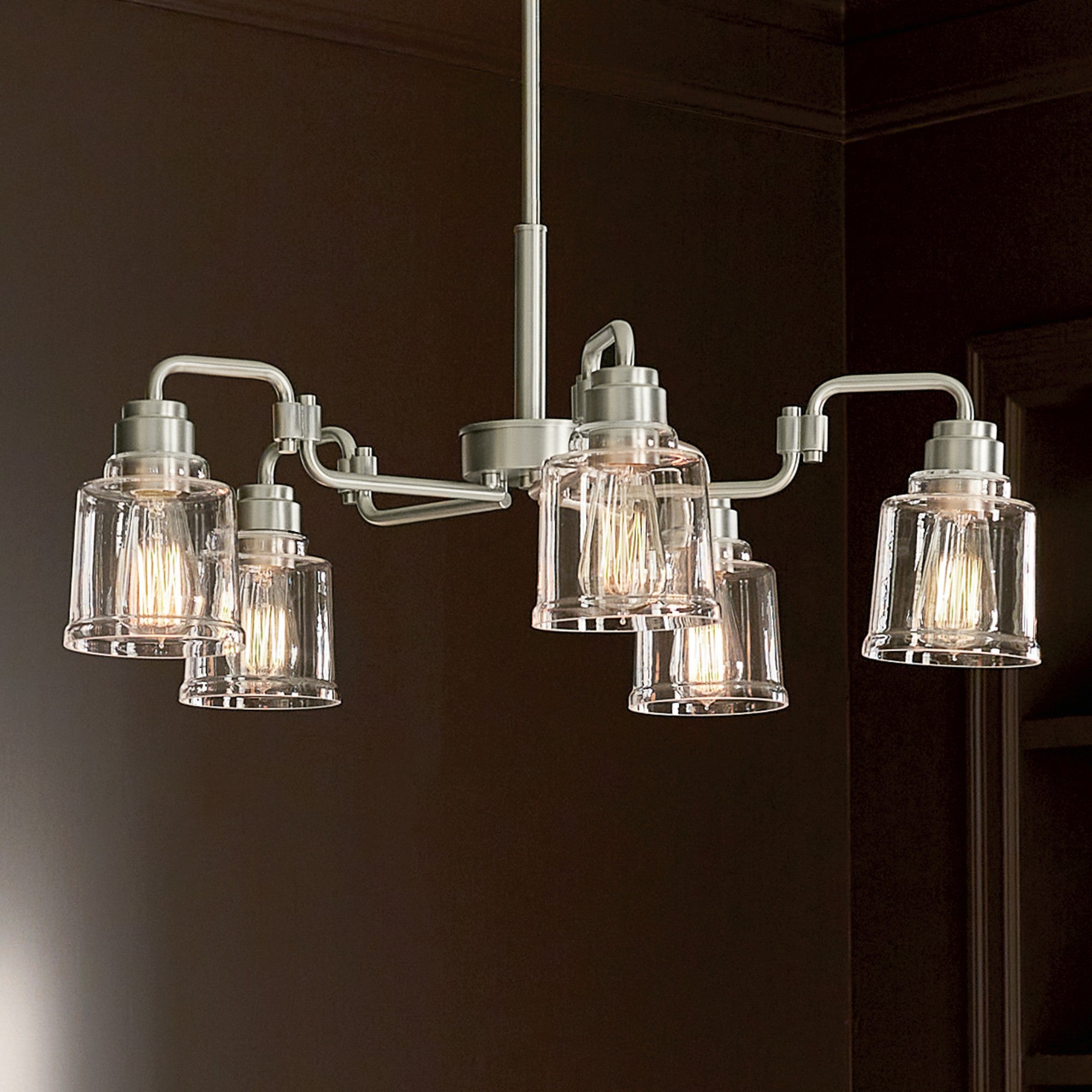 Aivian 30-Inch 5-Light Modern Chandelier with Nickel Finish - Perfect for Dining Room, Bedroom, or Living Room Lighting