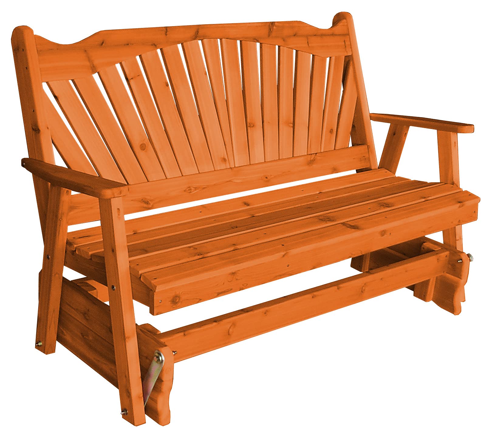 Furniture Barn USA 6ft Cedar Fanback Glider with Redwood Stain - Outdoor Patio Swing for Garden, Porch & Backyard Relaxation