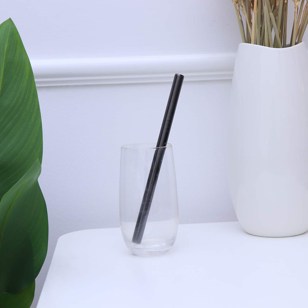 Cabilock 1 Pack Reusable Stainless Steel Straight Drinking Straws for Tumblers, Smoothies, Iced Coffee & Milk - Eco-Friendly Metal Straws for Home, Office & Travel Use