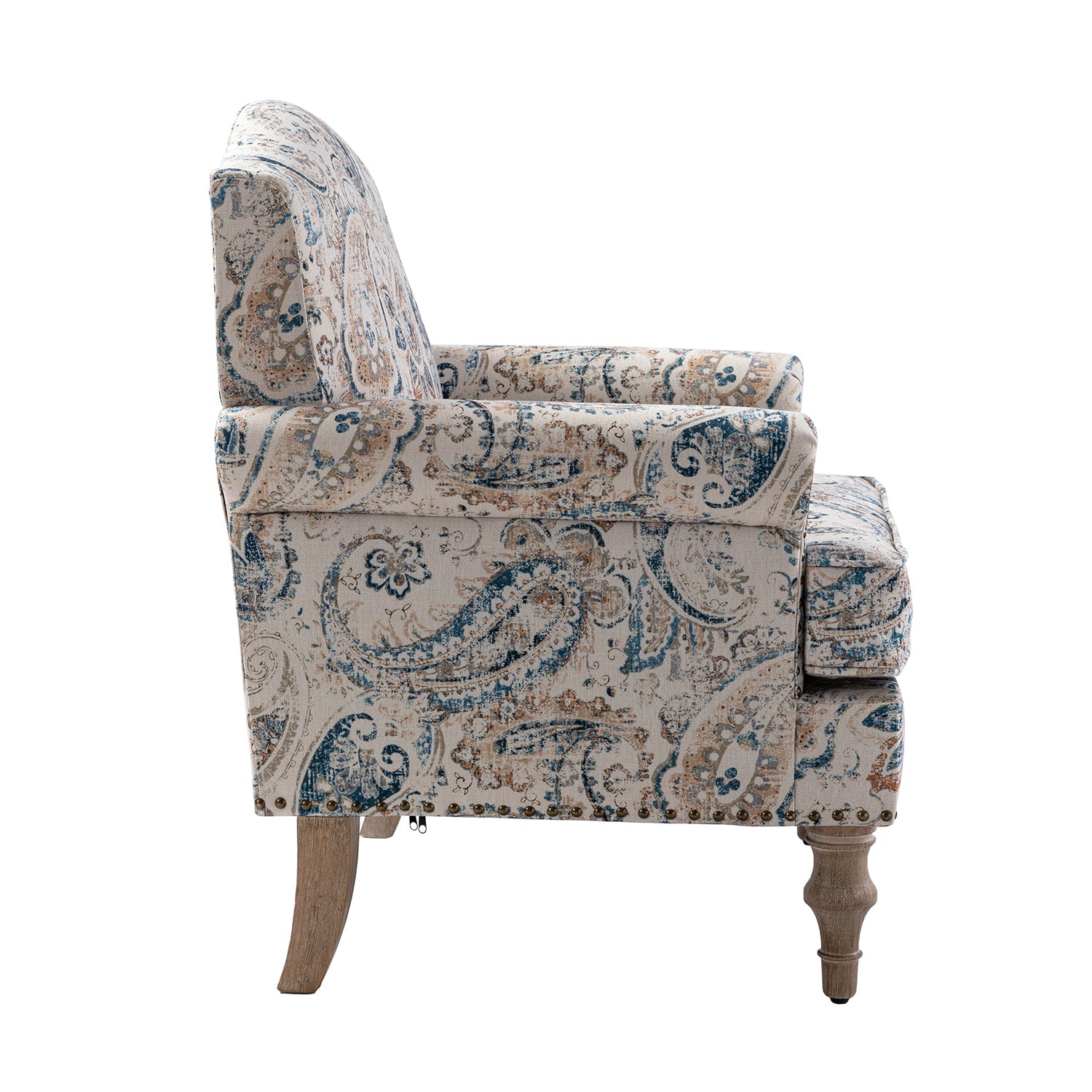 Raphael Farmhouse Armchair with Wooden Legs - Sturdy Frame Accent Chair for Living Room, Bedroom & Office (Multiple Styles Available)
