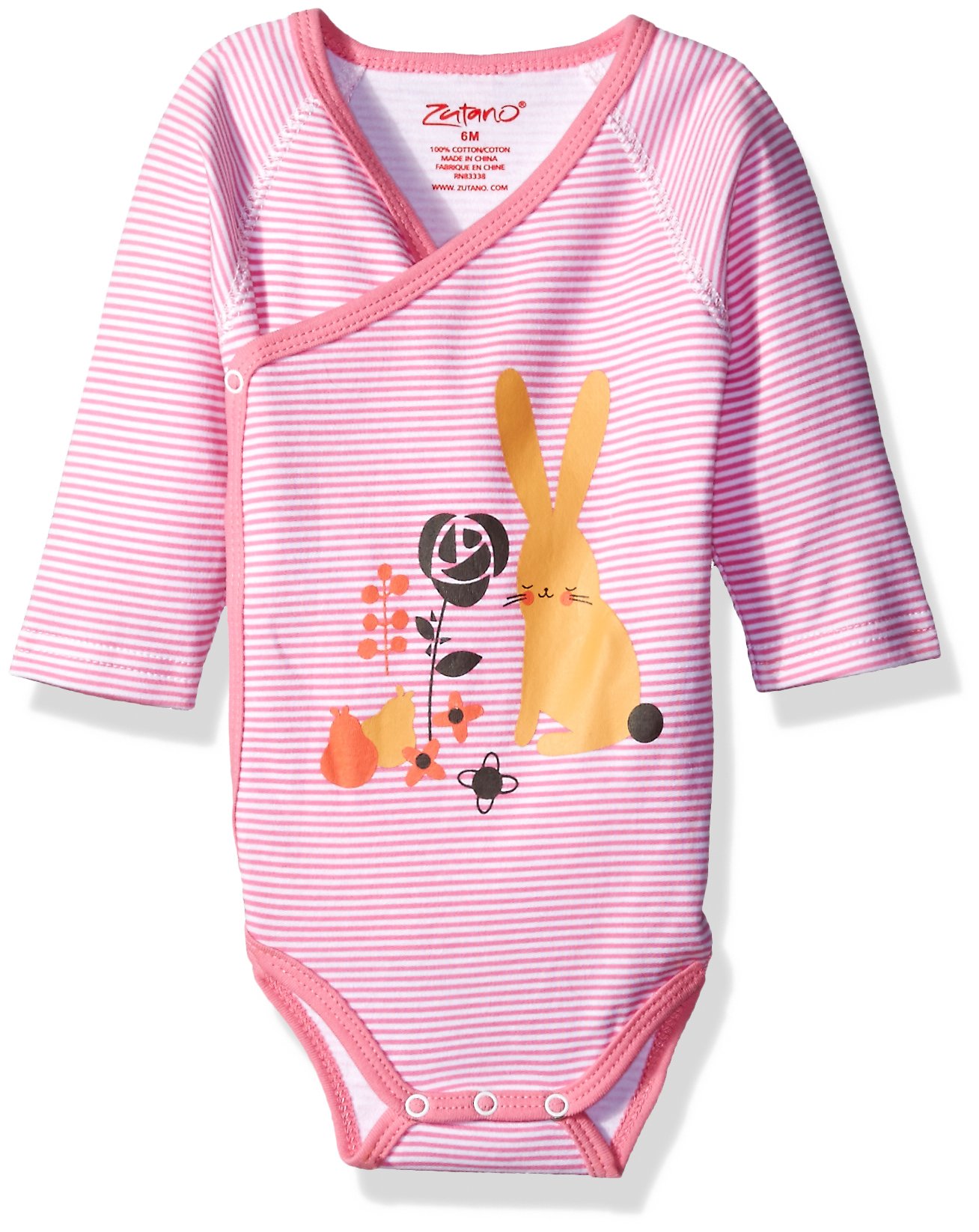 Zutano Unisex Baby Long Sleeve Wrap Bodysuit - Soft Cotton Infant Onesie for Newborns & Toddlers - Perfect for Playtime, Daycare & Family Outings