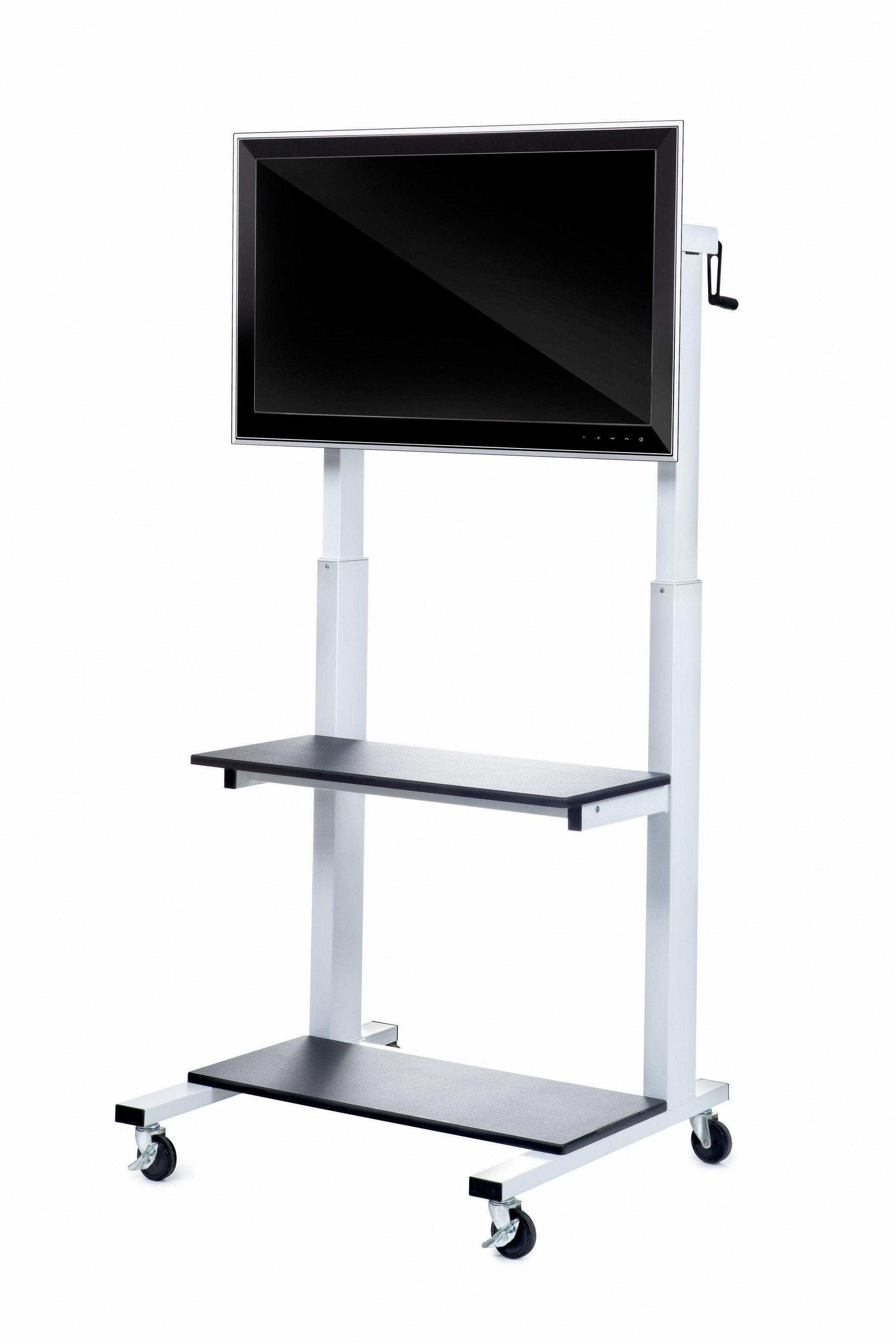 Adjustable Flat Panel TV Stand with Wheels - Luxor CLCD Crank Mobile TV Cart for 32-70 Inch Screens - Perfect for Home, Office, Classroom, and Hospital Use