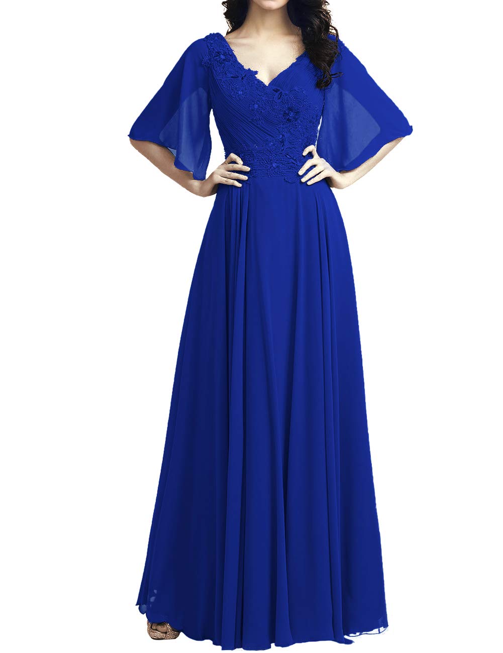 Elegant Mother of the Bride Dresses Long Chiffon with Lace Appliques - Formal Wedding Gowns for Mother of Groom & Evening Occasions | Perfect for Weddings, Receptions, and Special Events