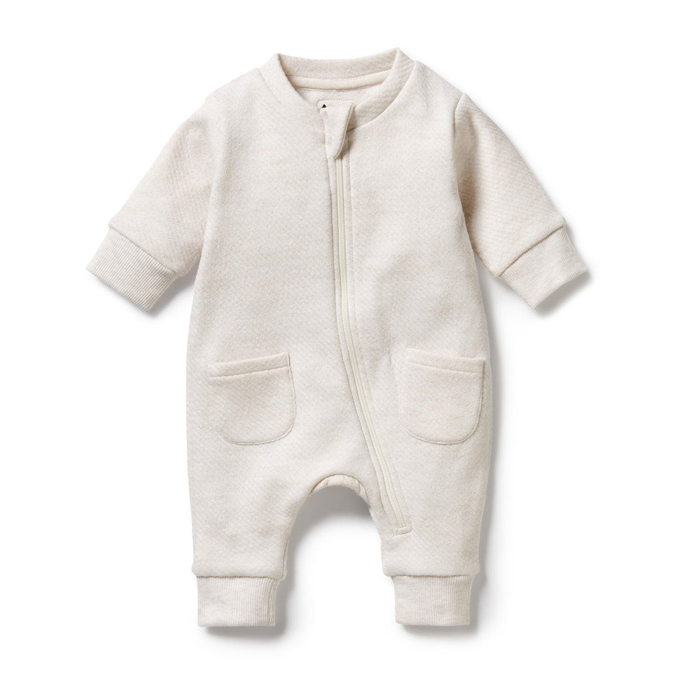 Organic Oatmeal Quilted Baby Growsuit - Soft & Comfortable Infant Sleepwear for Newborns & Toddlers - Perfect for Nursery, Bedtime & Playtime