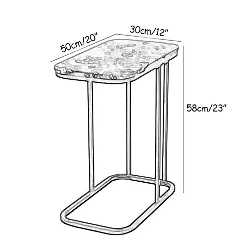 **Marble C-Shaped Coffee Table - Portable Side End Table with Laptop Holder, 20x12x23 Inches - Perfect for Sofa, Bedside, or Office Workstation**