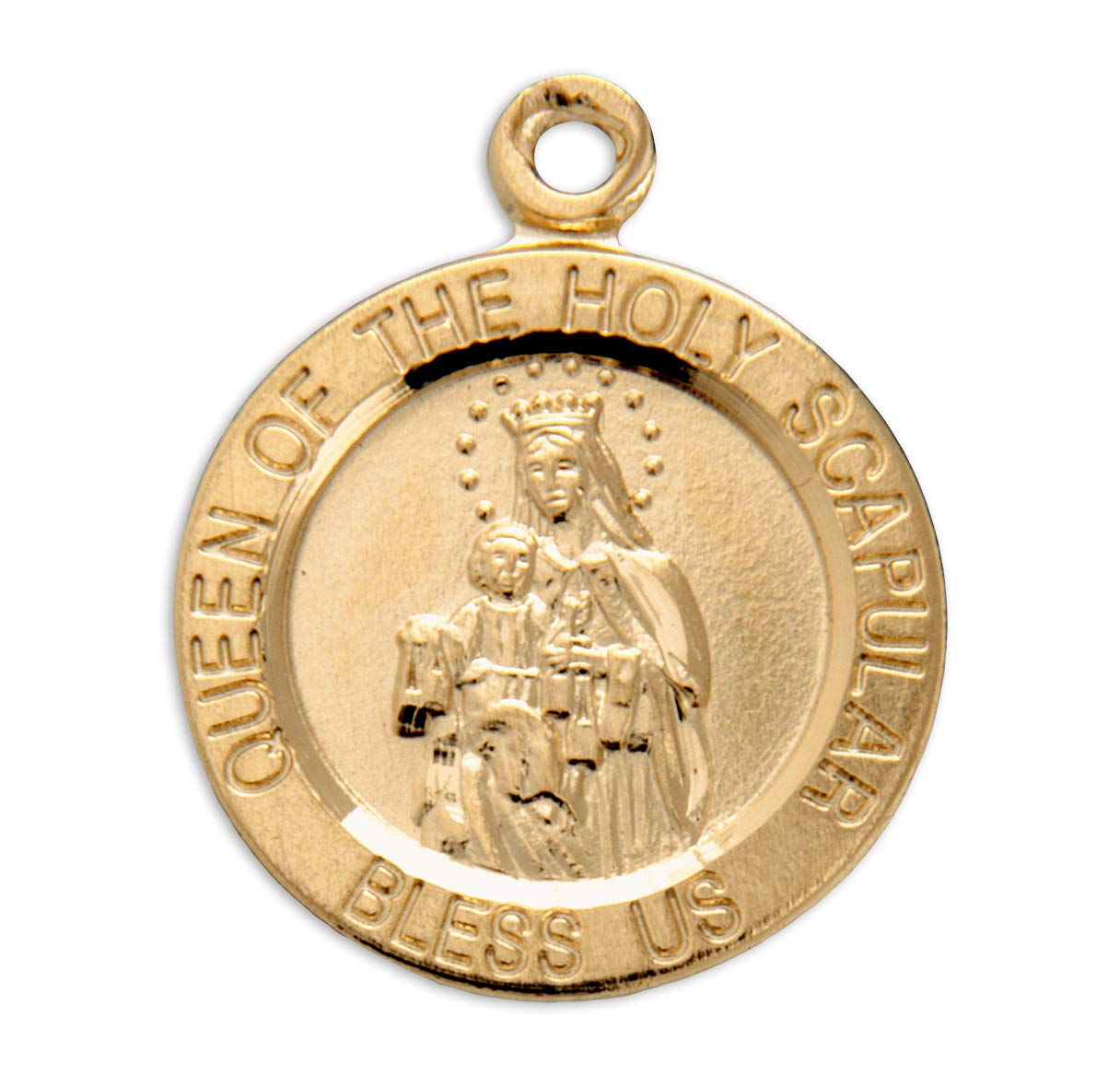 Double Sided Gold Over Sterling Silver Scapular Medal Pendant Necklace - Religious Jewelry for Devotion & Everyday Wear