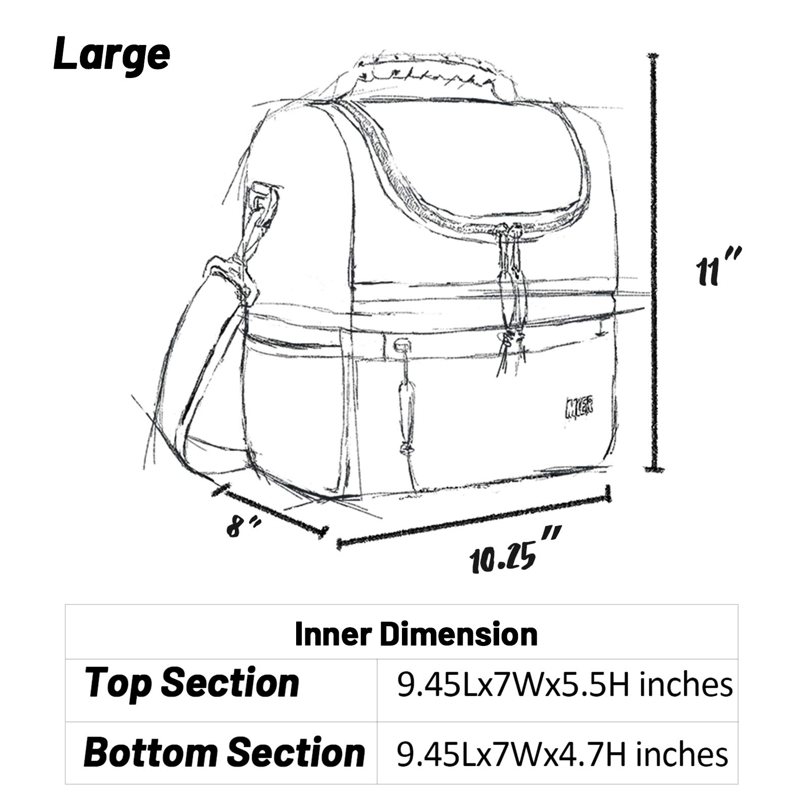 MIER Insulated Lunch Bag for Adults - Large Double Deck Cooler Tote for Women & Men, Leopard Print (Perfect for Work, Picnics & Outdoor Activities)