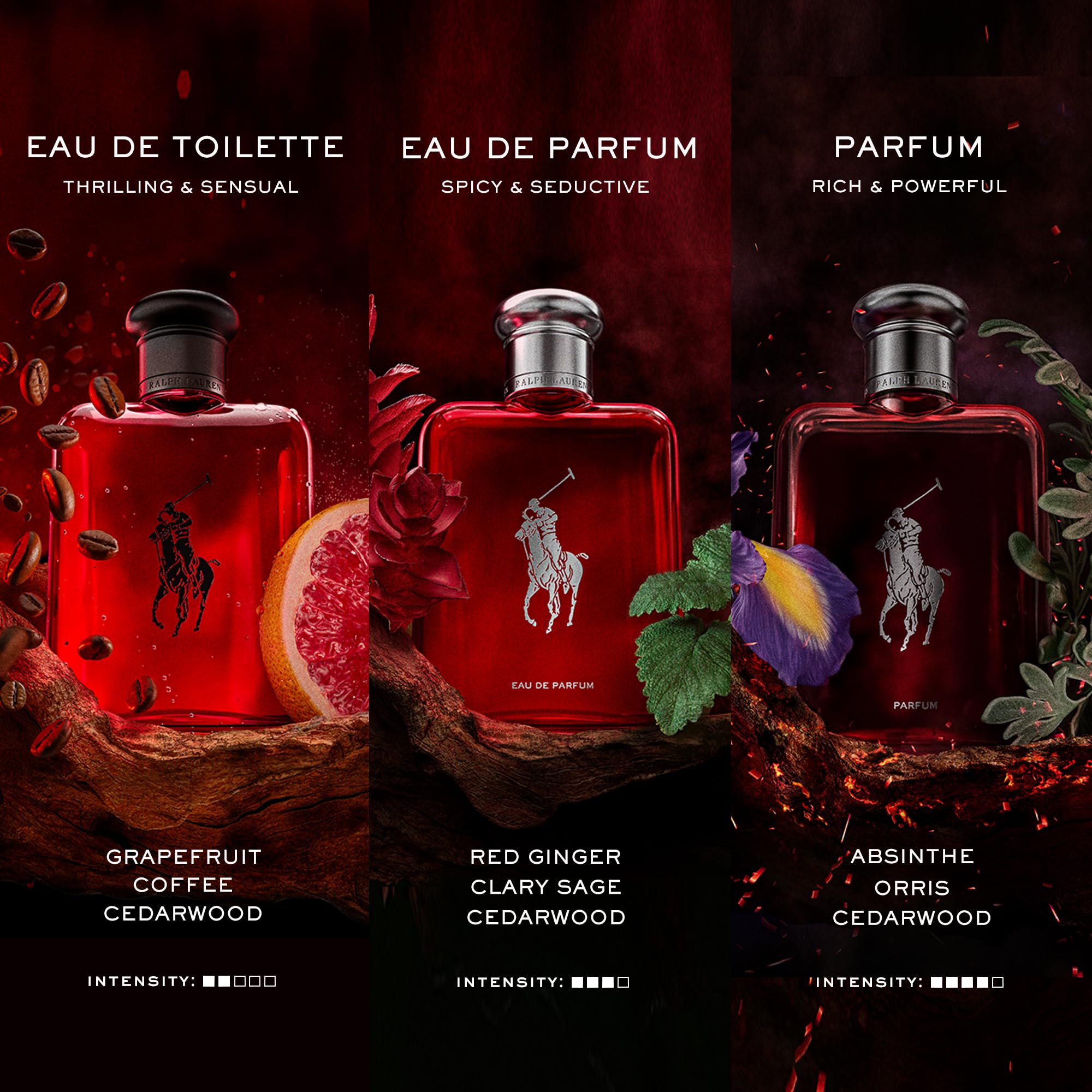 Ralph Lauren Polo Red Eau de Toilette for Men - Woody Spicy Cologne with Grapefruit, Saffron & Redwood Notes - Medium Intensity Fragrance - Perfect for Date Night & Special Occasions