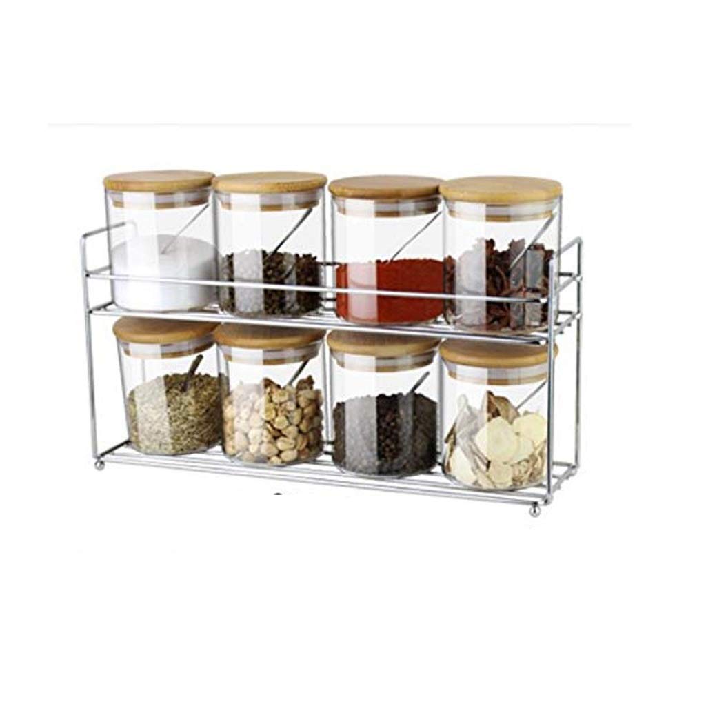 Premium Glass & Ceramic Seasoning Bottles Set - Salt Shaker, Spice Jars with Metal Storage Rack for Home Kitchen | Perfect for Cooking, Baking & Tabletop Seasoning Organization