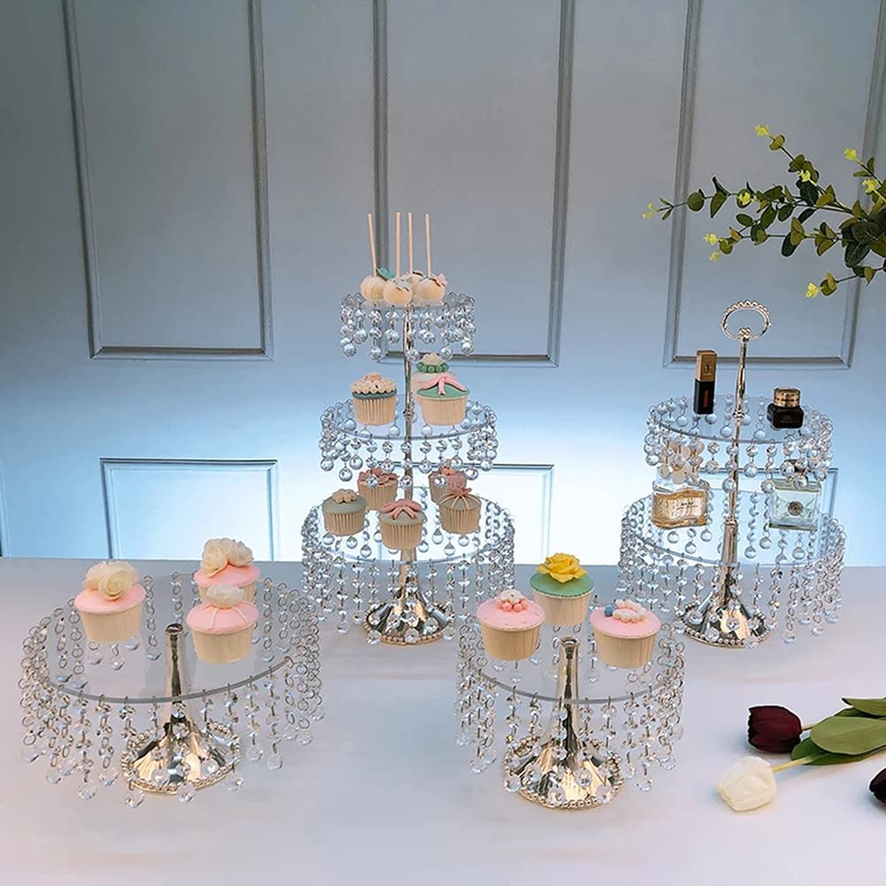 4-Piece Cake Stand Set for Wedding & Party - Elegant Dessert Cupcake Holder for Displaying Cakes, Fruits, Candies, Muffins & Pastries - Perfect for Dessert Tables, Buffets & Tea Parties