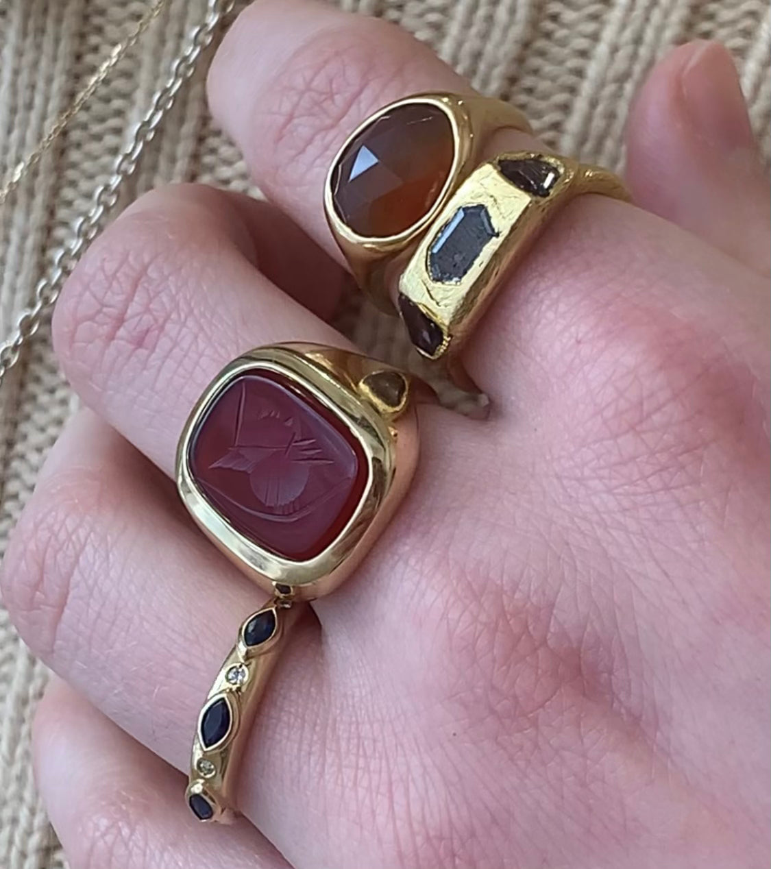 Carnelian Intaglio Ring - Handcrafted Gemstone Jewelry for Women, Vintage Style Adjustable Band, Unique Gift for Her - Perfect for Weddings, Parties & Everyday Elegance