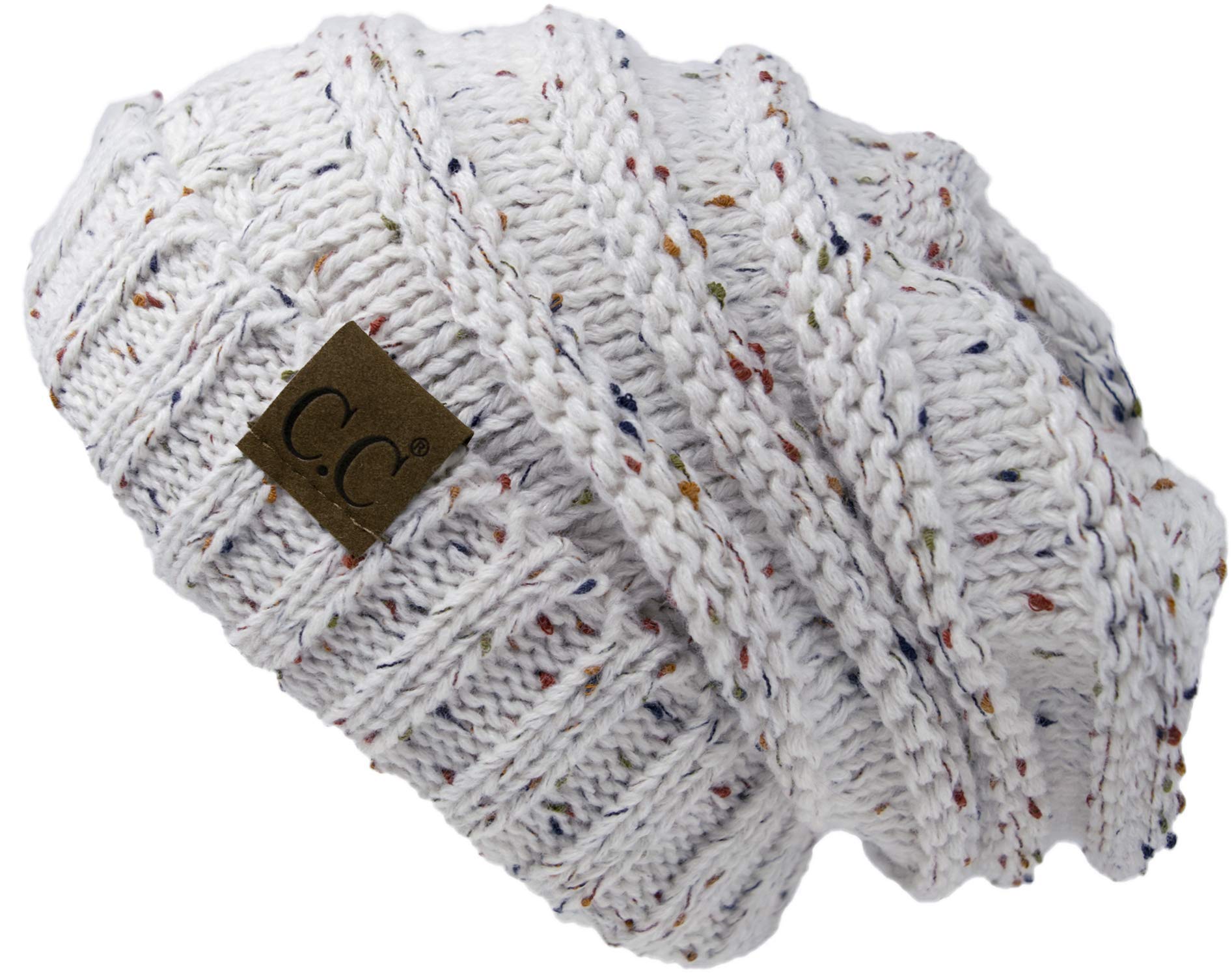 Funky Junque Matching 2-Pack: Oversized Beanie & Infinity Scarf Set - Confetti Ivory | Winter Accessories for Women, Cozy Outfit Combo for Cold Weather Fashion