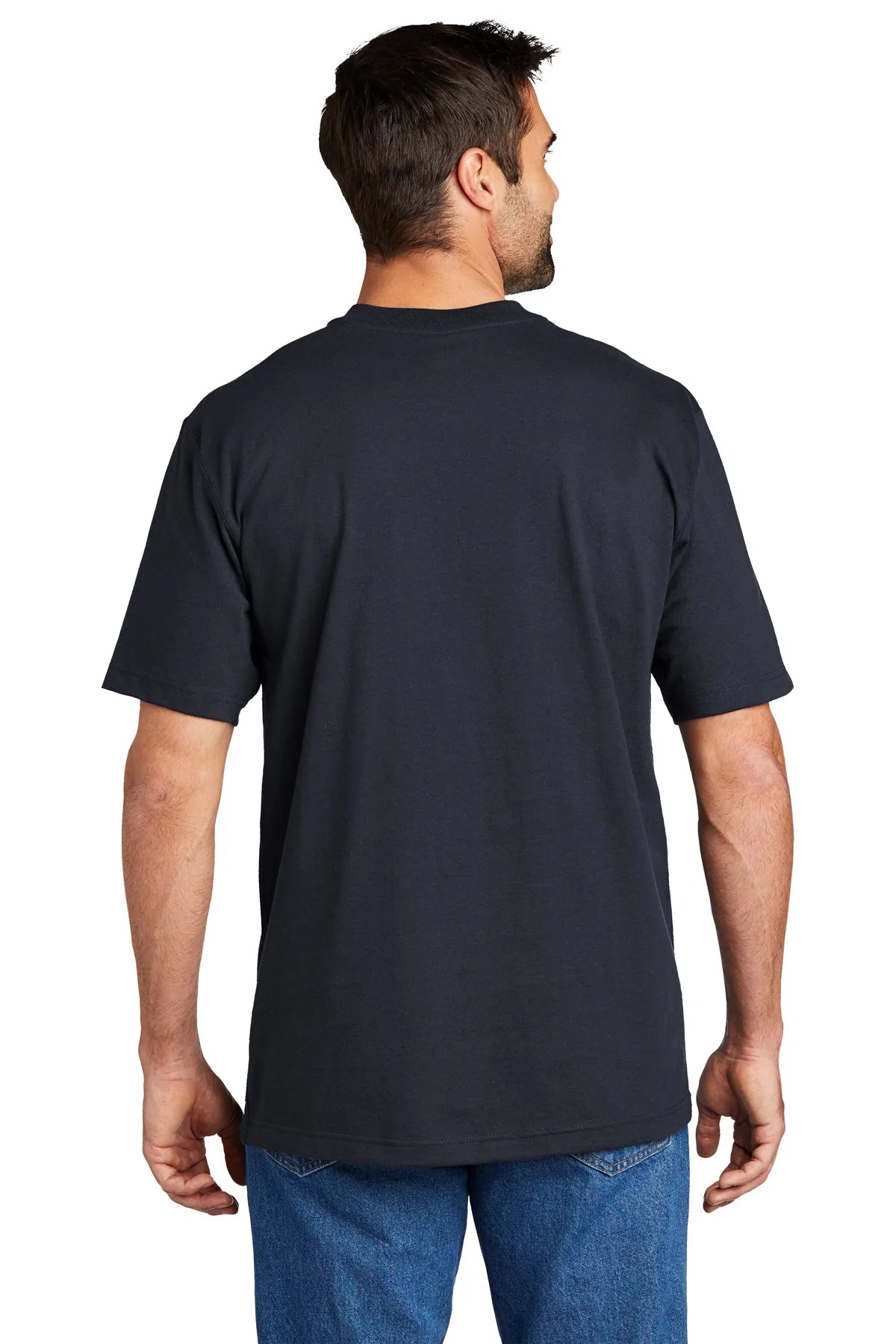 Carhartt Men's Custom Henley T-Shirt - Navy Blue Short Sleeve Cotton Shirt for Work, Casual Wear & Outdoor Activities