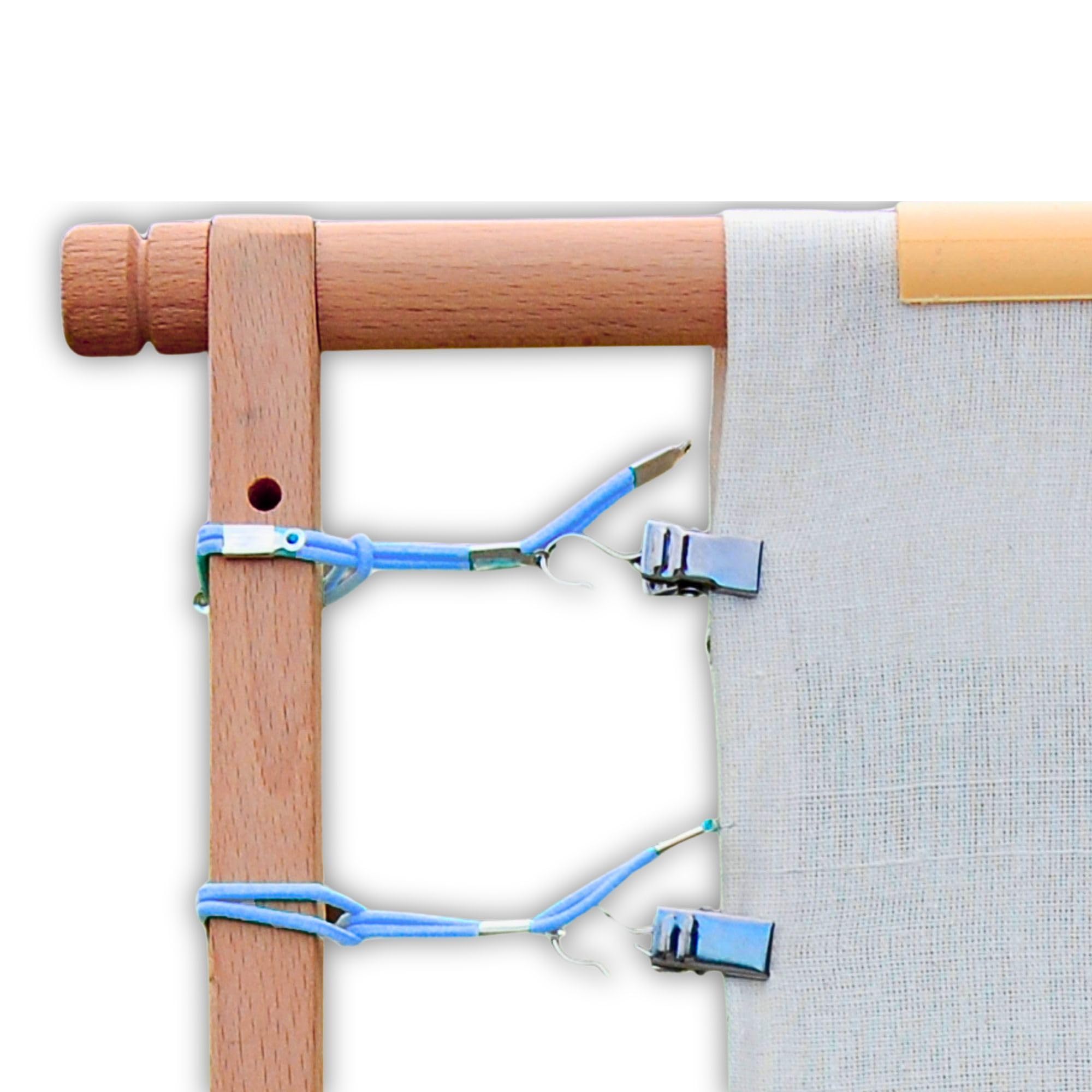 6-Pack Canvas Stretch Clips for Cross Stitch & Embroidery - Blue Side Tensioners for Scroll Frames & Rods | Perfect for Securing Fabric on Embroidery Hoops and Craft Projects