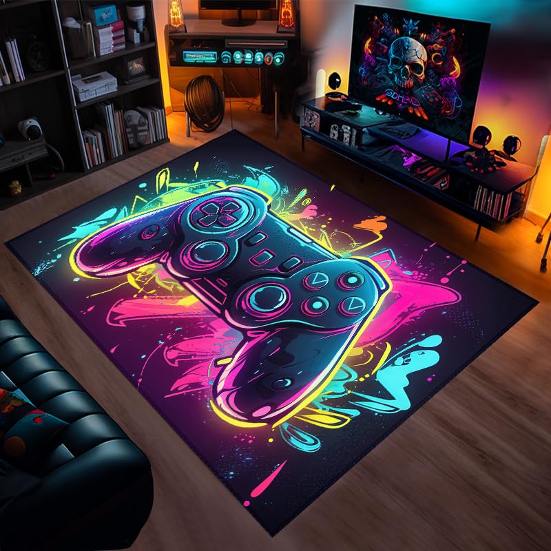Premium Gaming Rugs - 36x24 Inches Gamepad Design Carpet for Esports Gaming Room, Boys Bedroom & Living Room Decor - Perfect for Gaming Setup, Man Cave, and Gamer Gift Ideas