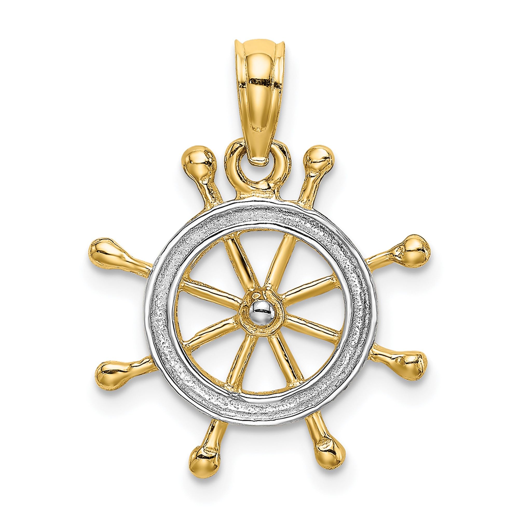 14K Solid Yellow Gold Nautical Ship Wheel Pendant Necklace for Women - Perfect for Beach Vacations, Sailing, and Nautical-Themed Gifts