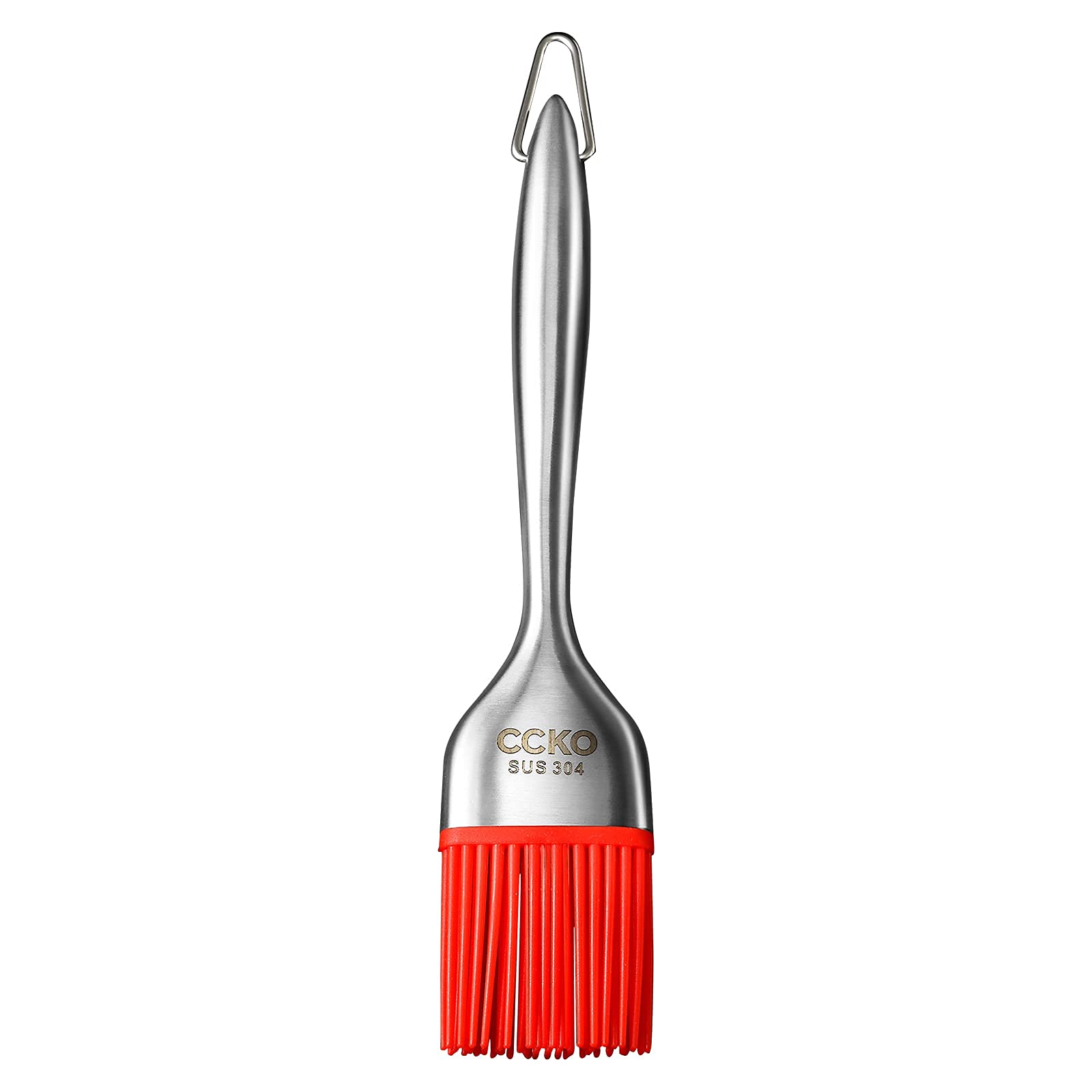 CCKO Heat-Resistant Silicone Basting Brush with Stainless Steel Core - Perfect for BBQ, Grilling, Baking, Frying & Pastry - Dishwasher Safe & Durable Kitchen Tool (Red) - Ideal for Outdoor Cooking, Backyard Parties & Home Kitchen Use