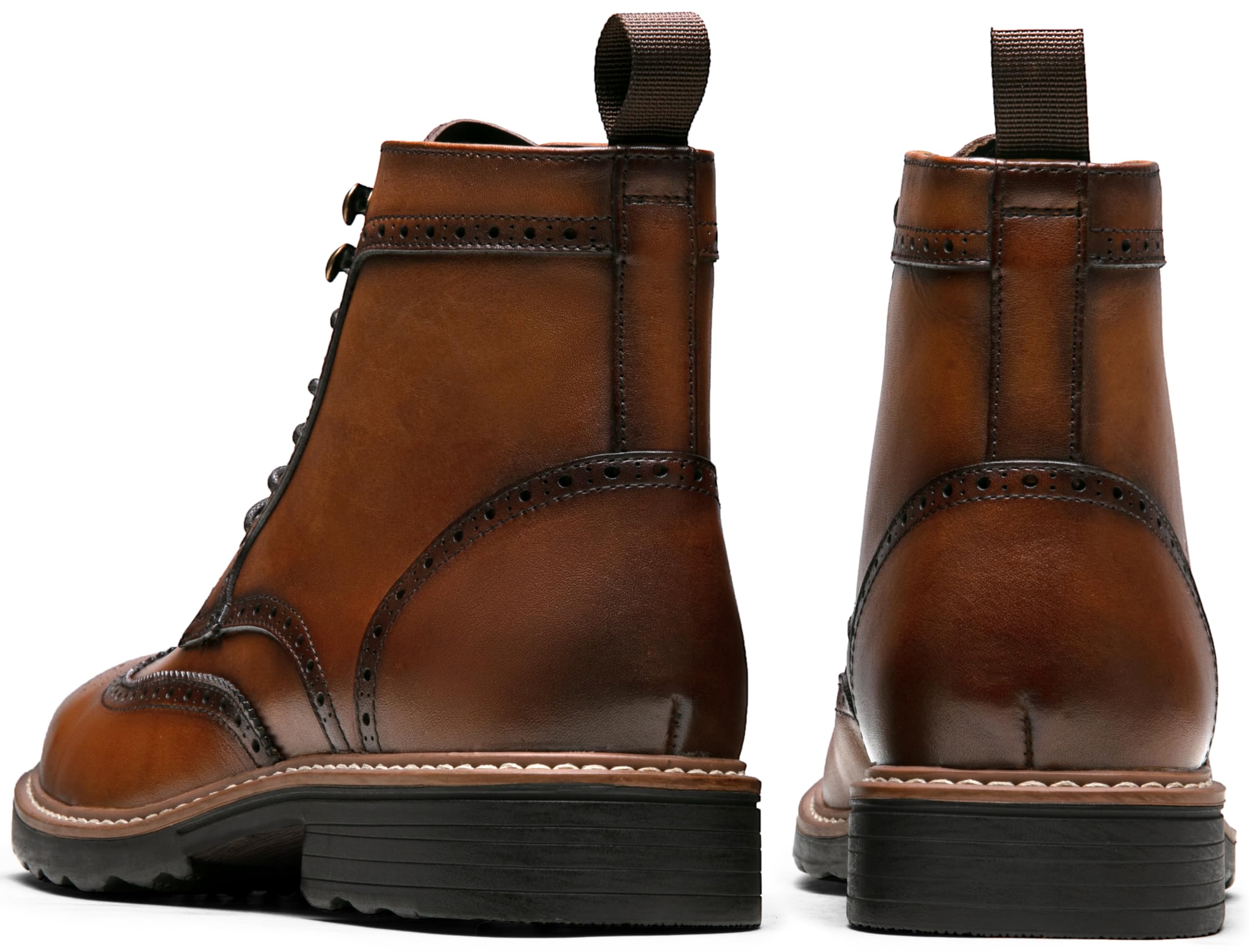 Jousen Men's Retro Leather Dress Boots - Classic Cap Toe Design with Black Rubber Sole | Perfect for Formal Occasions, Office Wear & Vintage Style Outfits