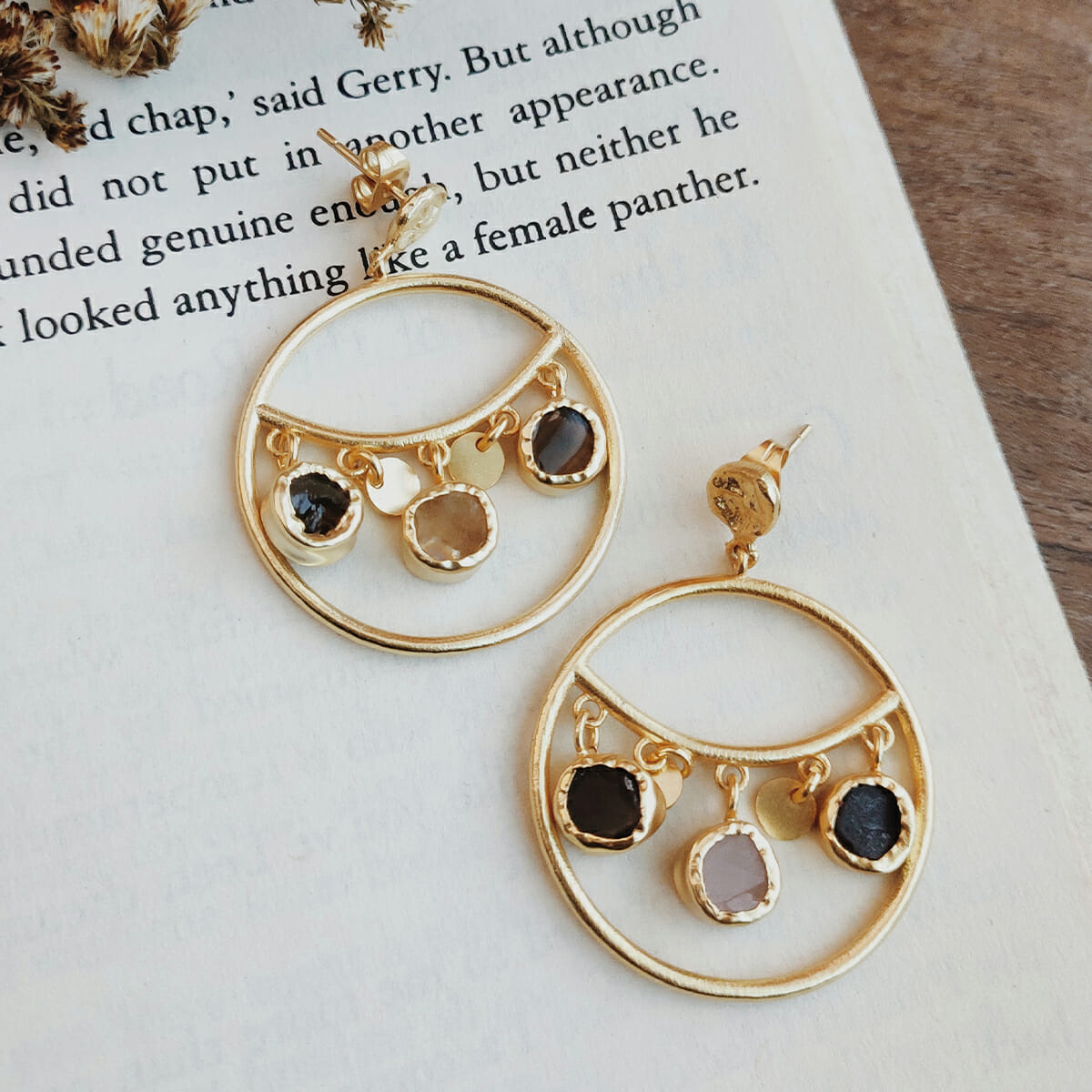 Elegant Circle and Stones Earrings for Women - Boho Chic Dangle Jewelry for Party, Wedding & Everyday Wear