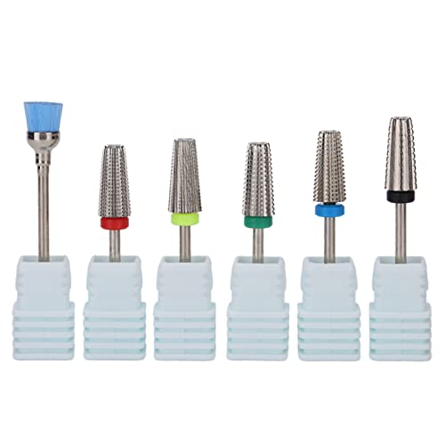 5-in-1 Tungsten Steel Nail Drill Bits Set with Dust Brush - for Home & Salon Nail Care