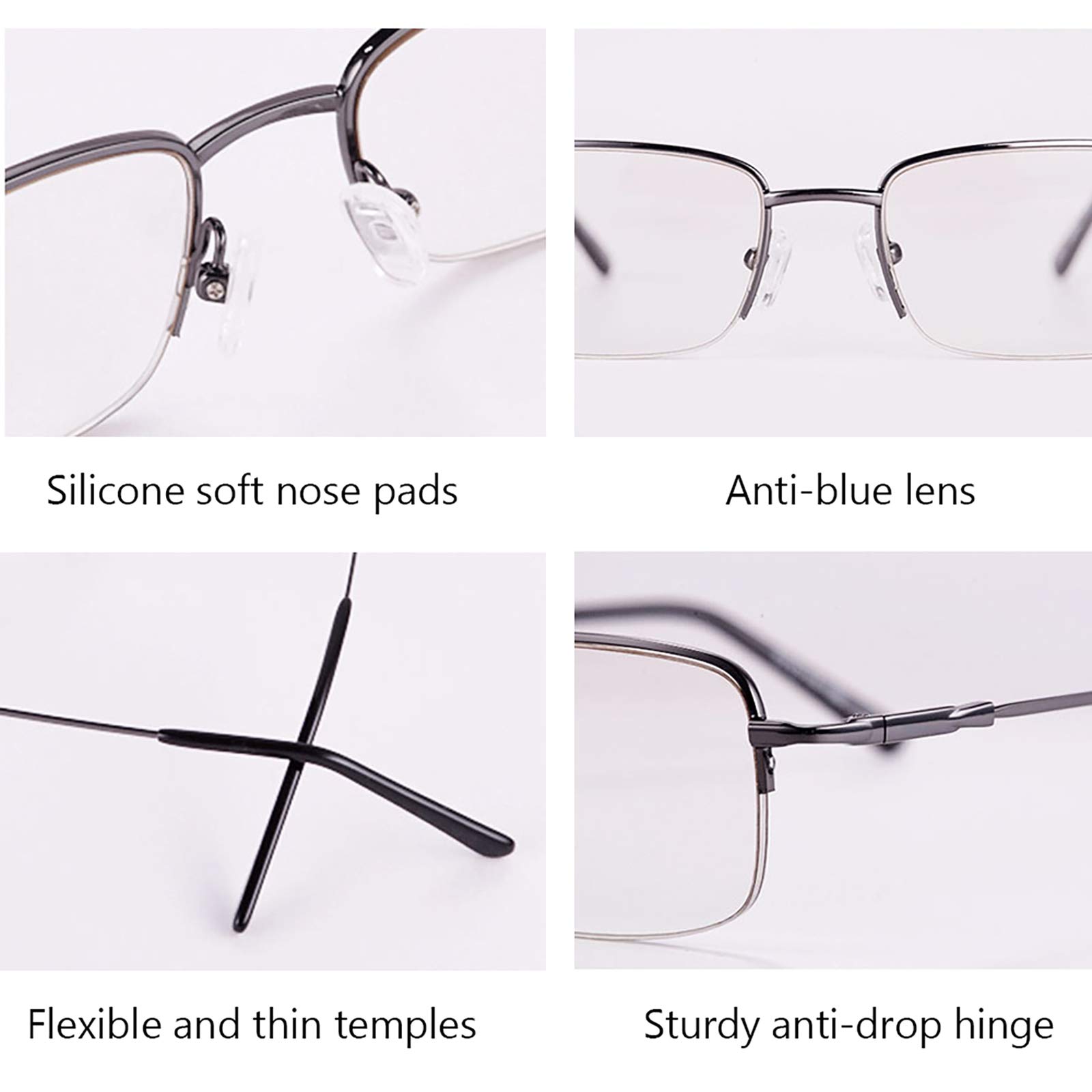 Blue Light Blocking Reading Glasses - Anti-Glare & Anti-Eyestrain Computer Glasses for Men & Women - Fashion Progressive Multifocal Eyewear for Near & Far Vision - +1.5 Strength Black Frames - Perfect for Office Work, Screen Time & Daily Reading