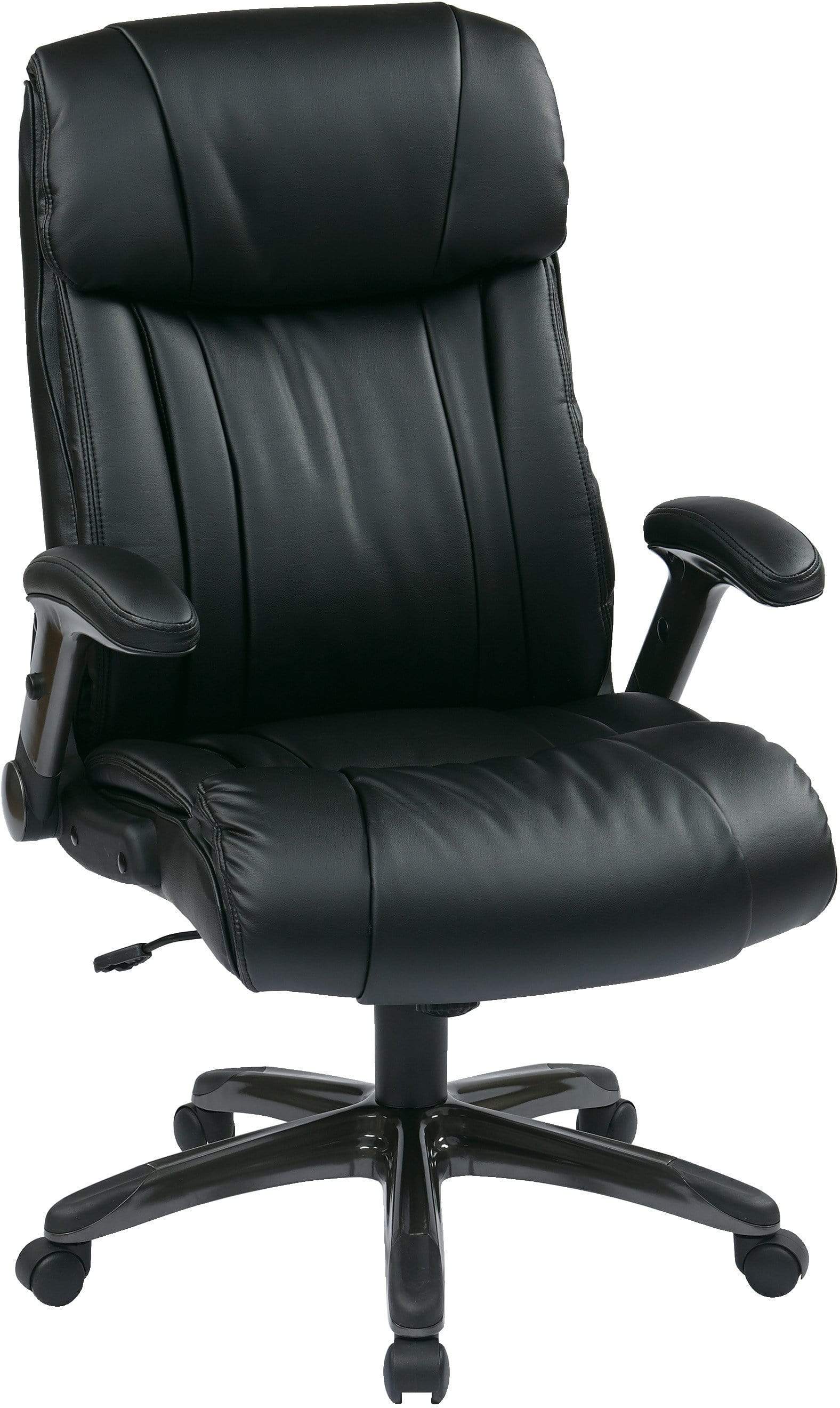 Office Star Work Smart™ Executive Chair - Black Bonded Leather Ergonomic Office Chair [ECH38675A EC3] - Perfect for Home Office & Corporate Workspaces