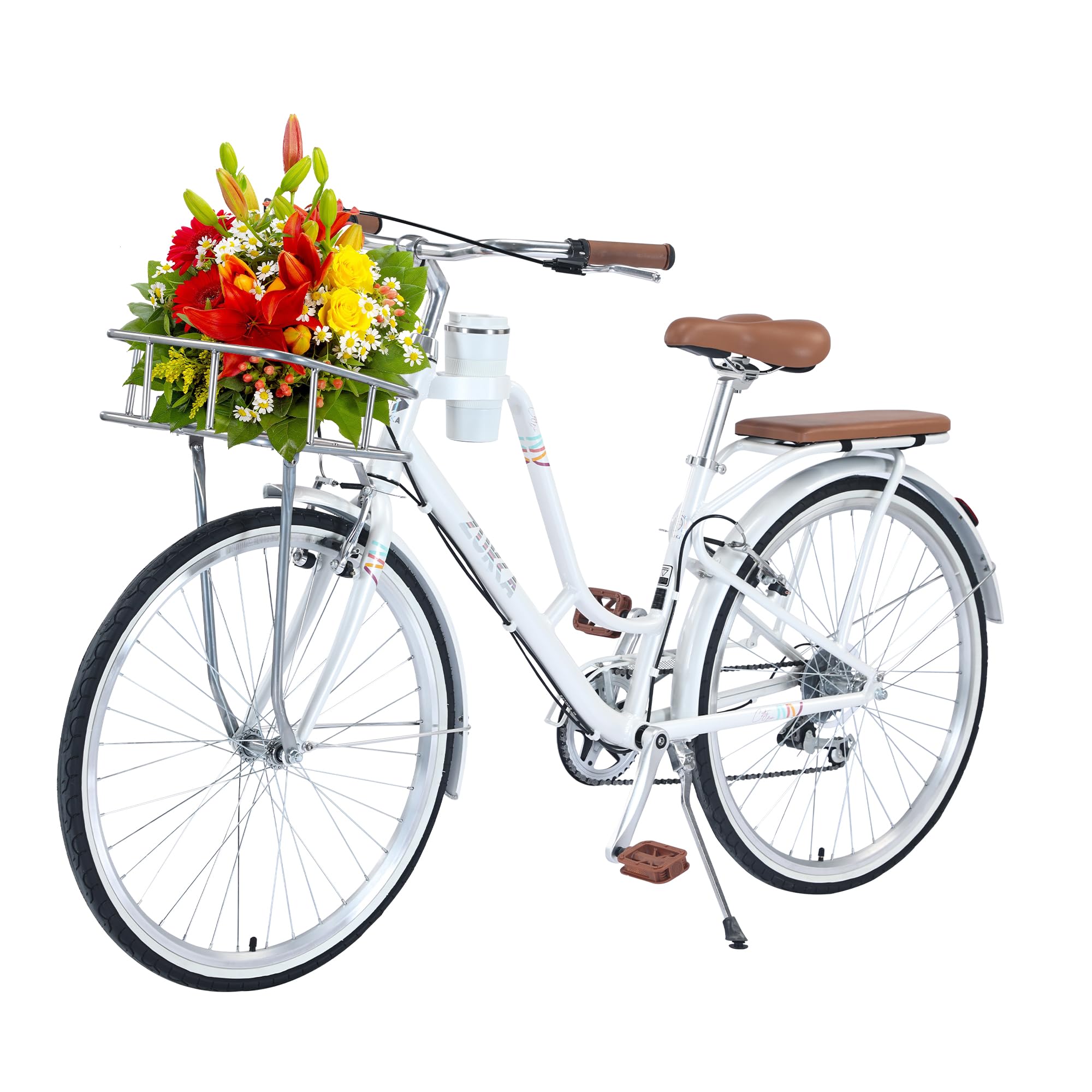 Women's Beach Cruiser Bike - High-Carbon Steel Frame, Adjustable Seat for Comfortable Riding | Perfect for School, Picnic, Beach & Outdoor Cycling Adventures
