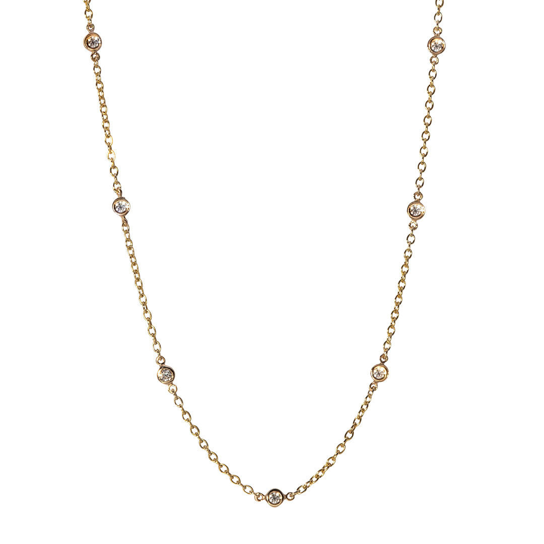 0.56ctw Diamond by the Yard 14 Station 14K Yellow Gold Necklace for Women - Elegant Layering Necklace for Everyday Wear & Special Occasions