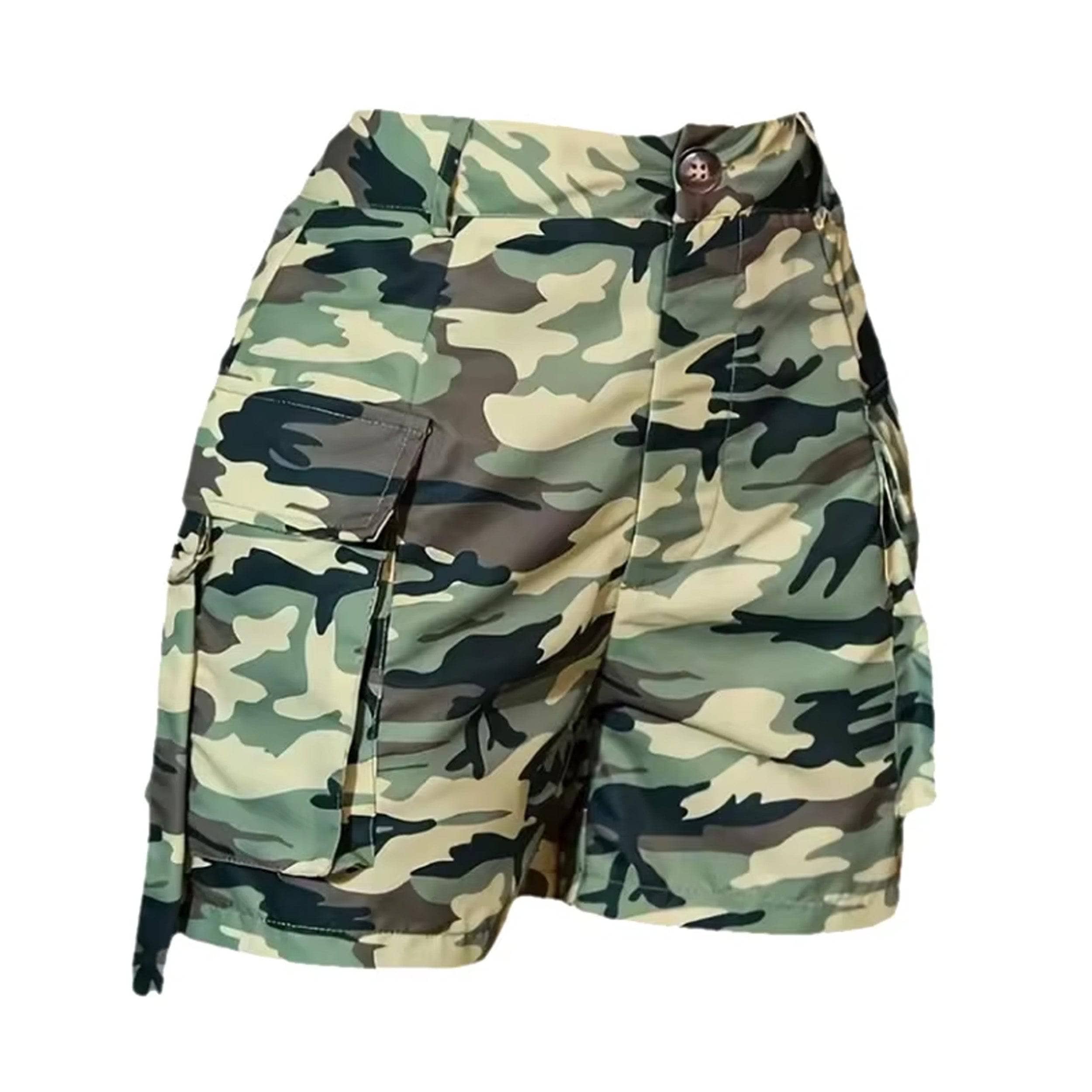 Rebel Women's Camo Cargo Shorts - Tactical Military Style Stretch Comfort Fit for Outdoor Hiking, Camping & Adventure Activities