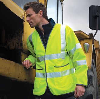 High Visibility Long Sleeve Motorcycle Jacket for Road Safety - Reflective Riding Gear for Night Commuting & Highway Travel