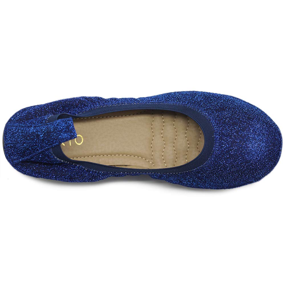 Ollio Women's Glitter Slip-On Ballet Flats - Comfortable Basic Shoes for Casual Wear, Office & Party Outfits | Style F118