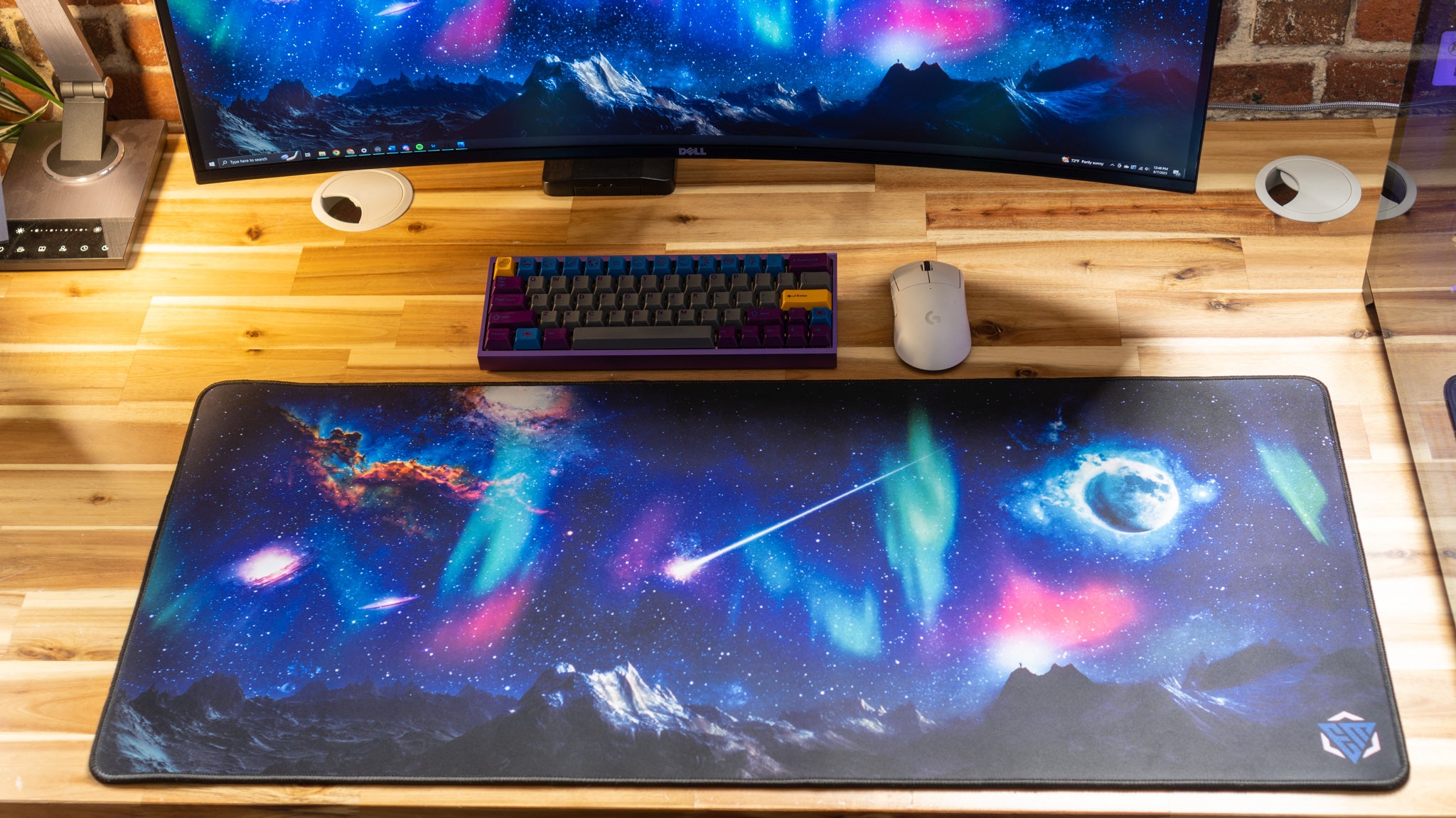 Northern Lights Cosmic Landscape Gaming Desk Mat - Non-Slip Mouse Pad for PC & Laptop - Perfect for Gaming, Office Work & Home Decor