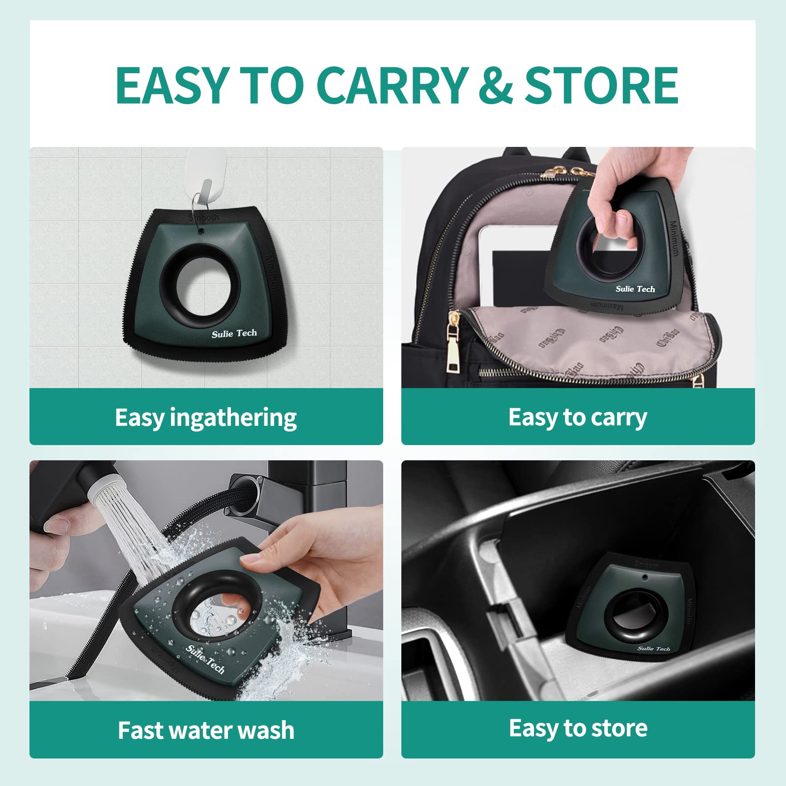 Pet Hair Remover for Dogs & Cats - Auto Detailing Brush for Car, Couch, Furniture & Carpet - Lint & Fur Removal Tool (Dark Green) - Perfect for Home, Car & Pet Owners