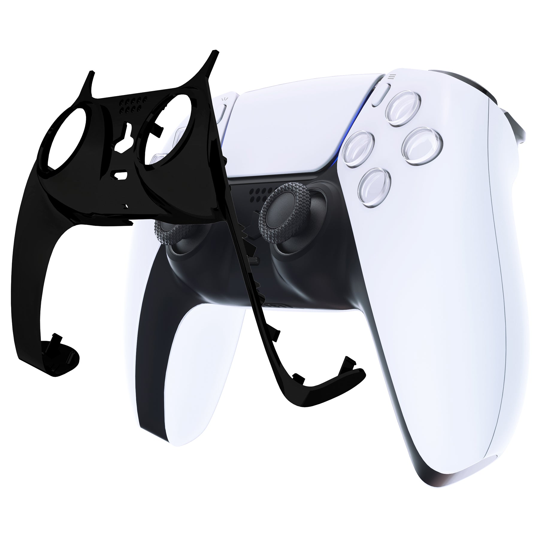eXtremeRate Chrome Black PS5 Controller Shell Replacement - DIY Custom Cover with Accent Rings (GPFD4008) | Perfect for Gaming, Customization & Controller Protection