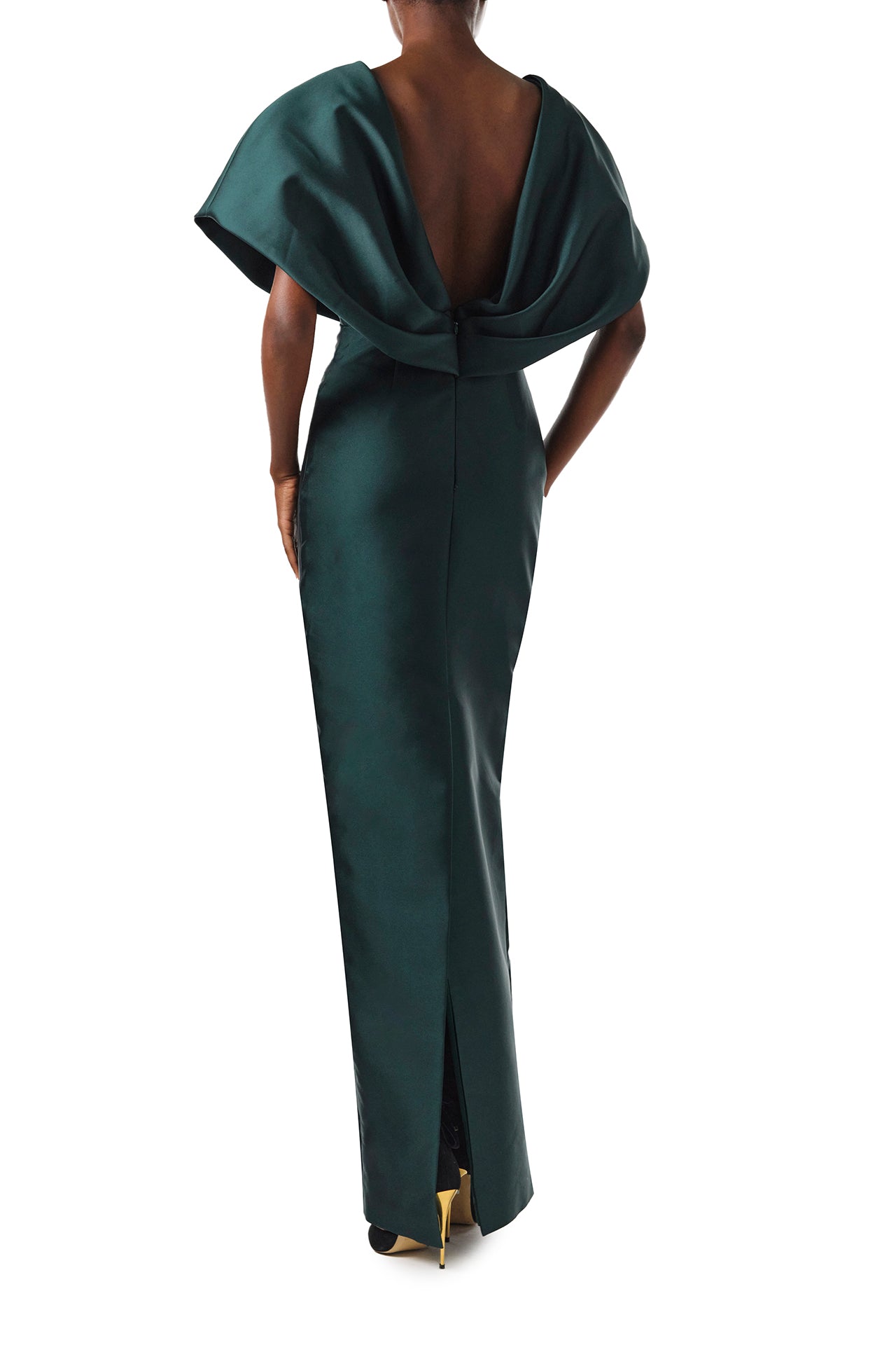 Elegant V-Neck Sculptural Column Gown for Women - Formal Evening Dress for Weddings, Galas & Special Occasions