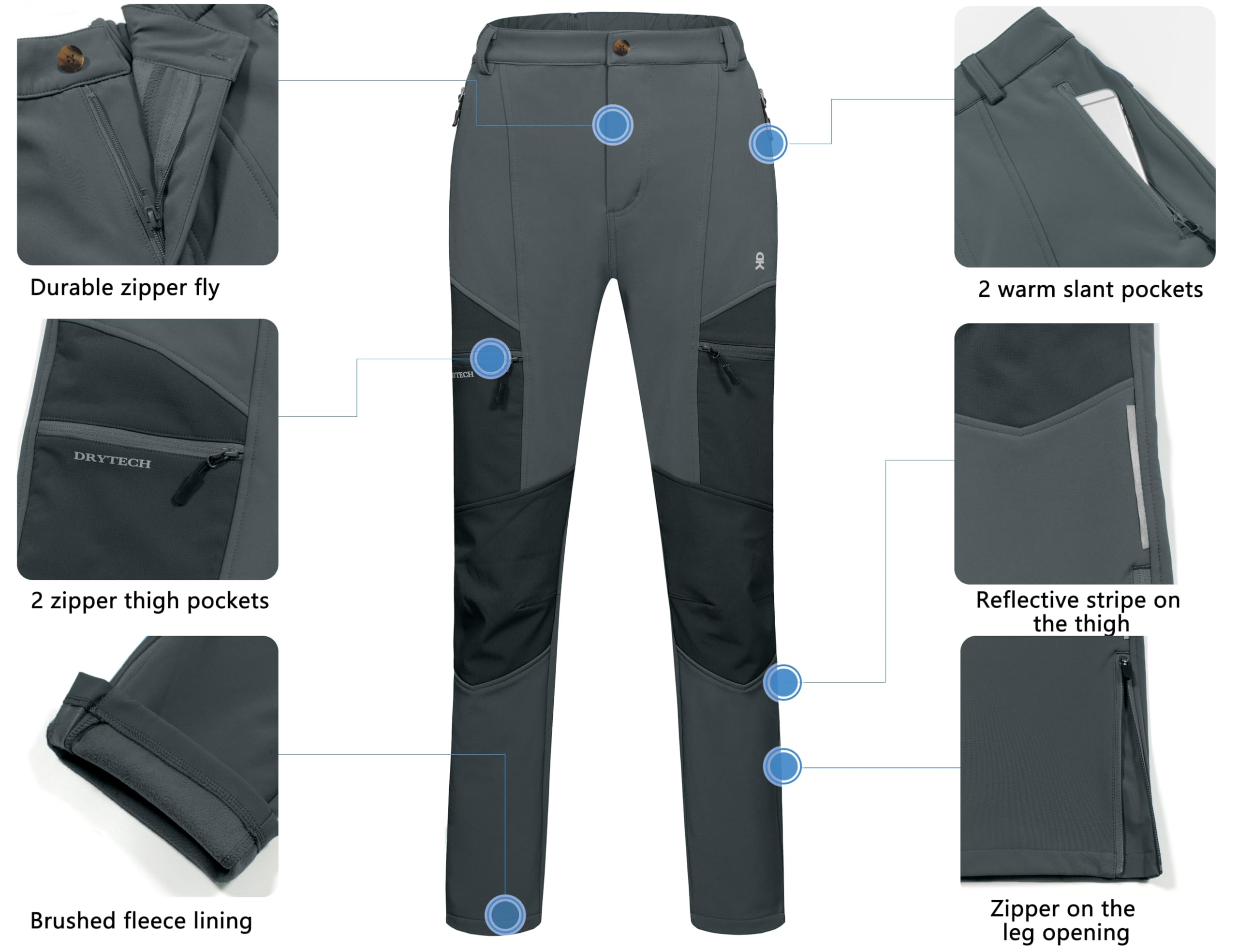 Little Donkey Andy Women's Ski Softshell Pants - Windproof Winter Snow Pants for Skiing & Snowboarding | Water-Resistant Thermal Insulated Snowboarding Pants for Cold Weather Outdoor Activities