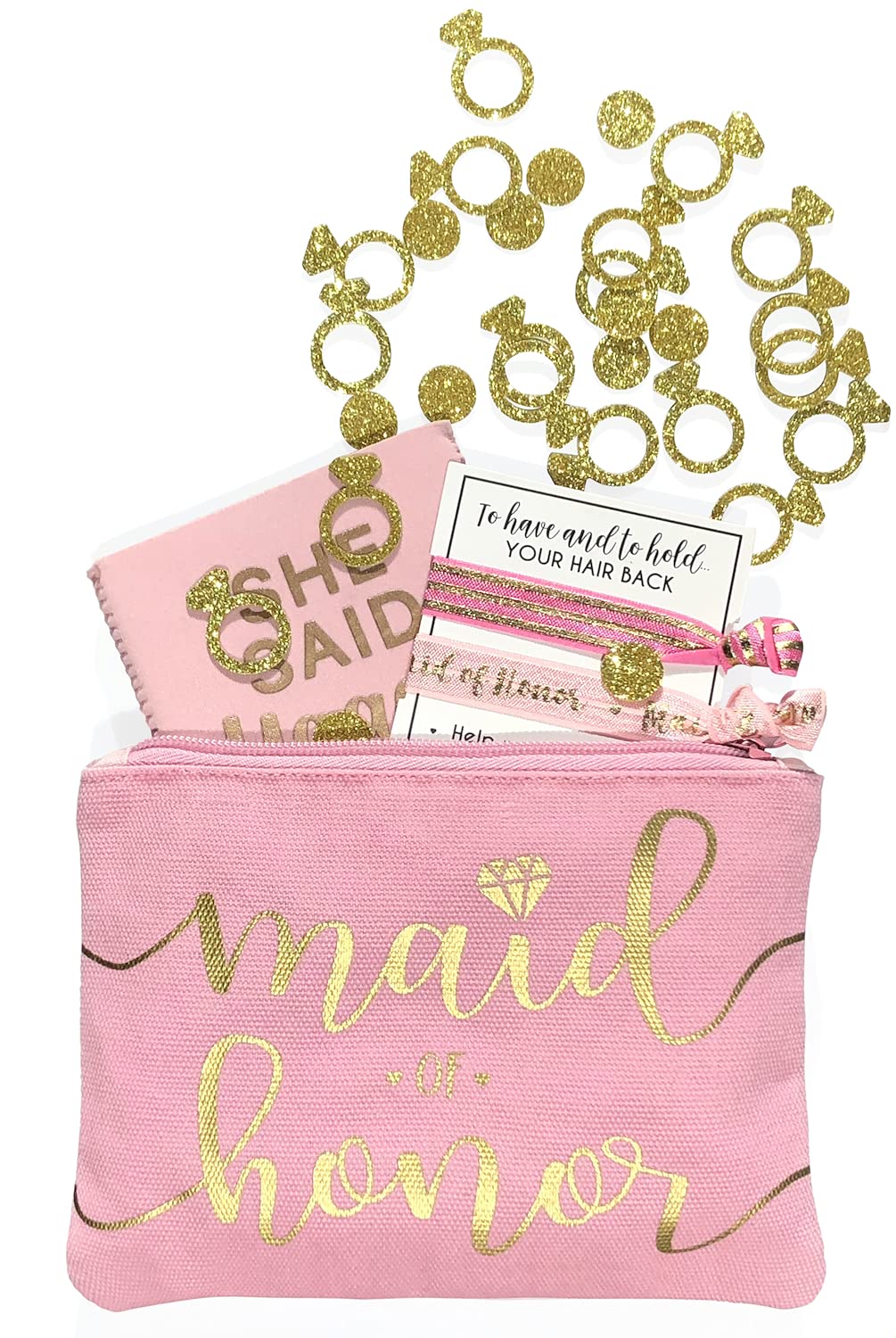 Bridesmaid Makeup Bag - Elegant Cosmetic & Toiletry Pouch for Bachelorette Party, Bridal Shower, Wedding Gift - Perfect as Maid of Honor Keepsake, Wedding Survival Kit or Hangover Kit (Blush, 1pc) - Ideal for Travel, Spa Days & Bridal Party Essentials