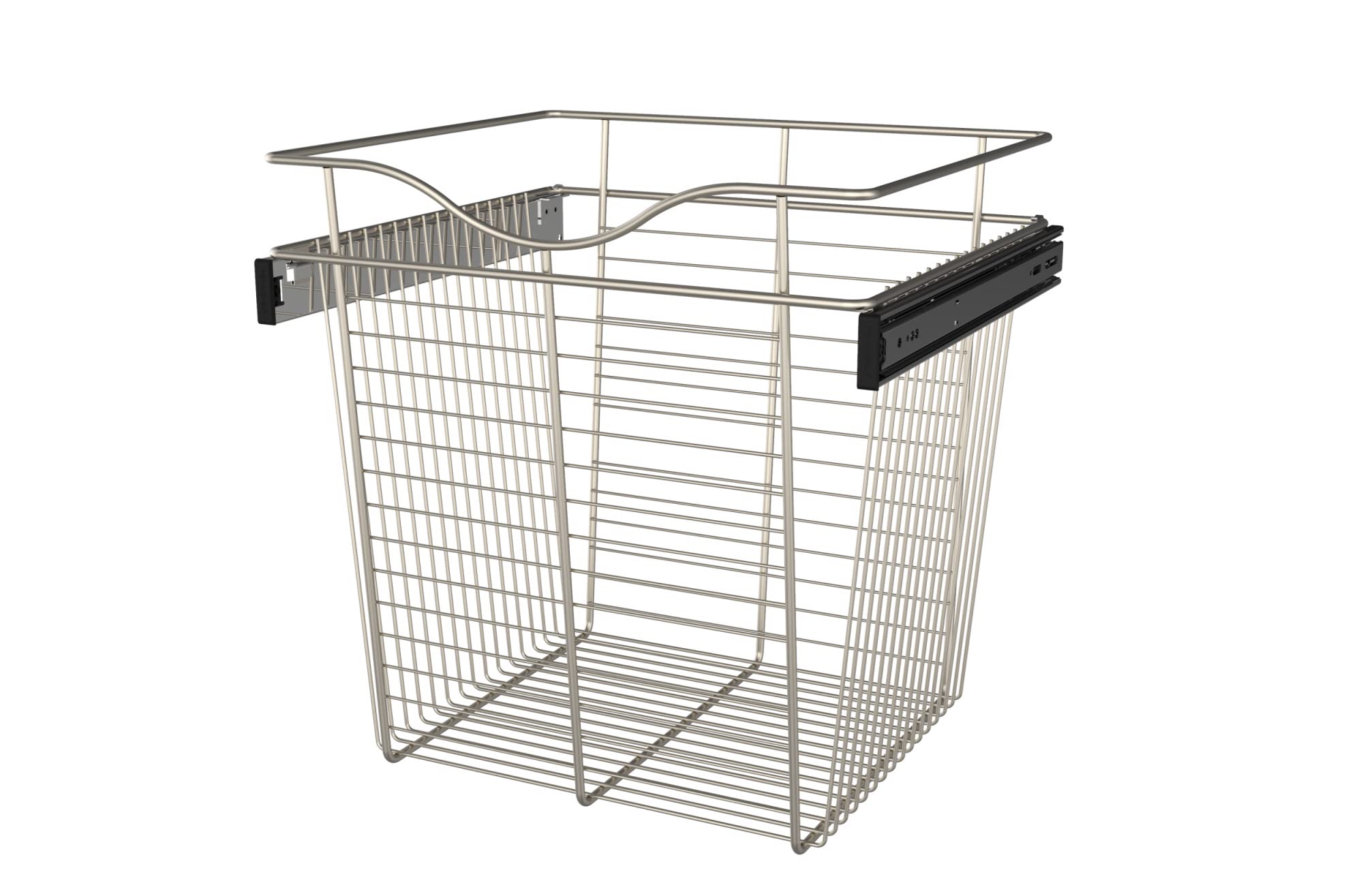 Rev-A-Shelf CB-181618SN-1 Satin Nickel Pull-Out Closet Basket - Space Saving Storage Organizer for Bedroom, Bathroom & Pantry Organization