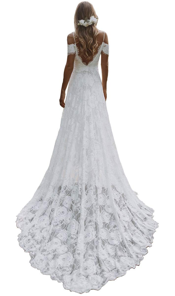 WaterDress 2023 Lace Boho Beach Wedding Dress for Bride - Elegant Long Sleeve Bridal Gown WDW002 | Perfect for Beach, Destination & Outdoor Summer Weddings
