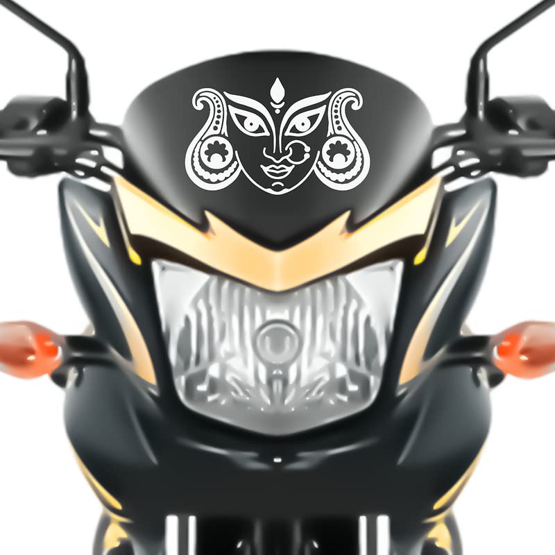 Premium Durga Maa Vinyl Bike Sticker for Motorcycles & Scooters - 6x6 Inch White Decal - Waterproof & UV Resistant - Perfect for Racing Bikes, Sports Bikes & Scootys - Indian Goddess Design for Spiritual Protection & Style