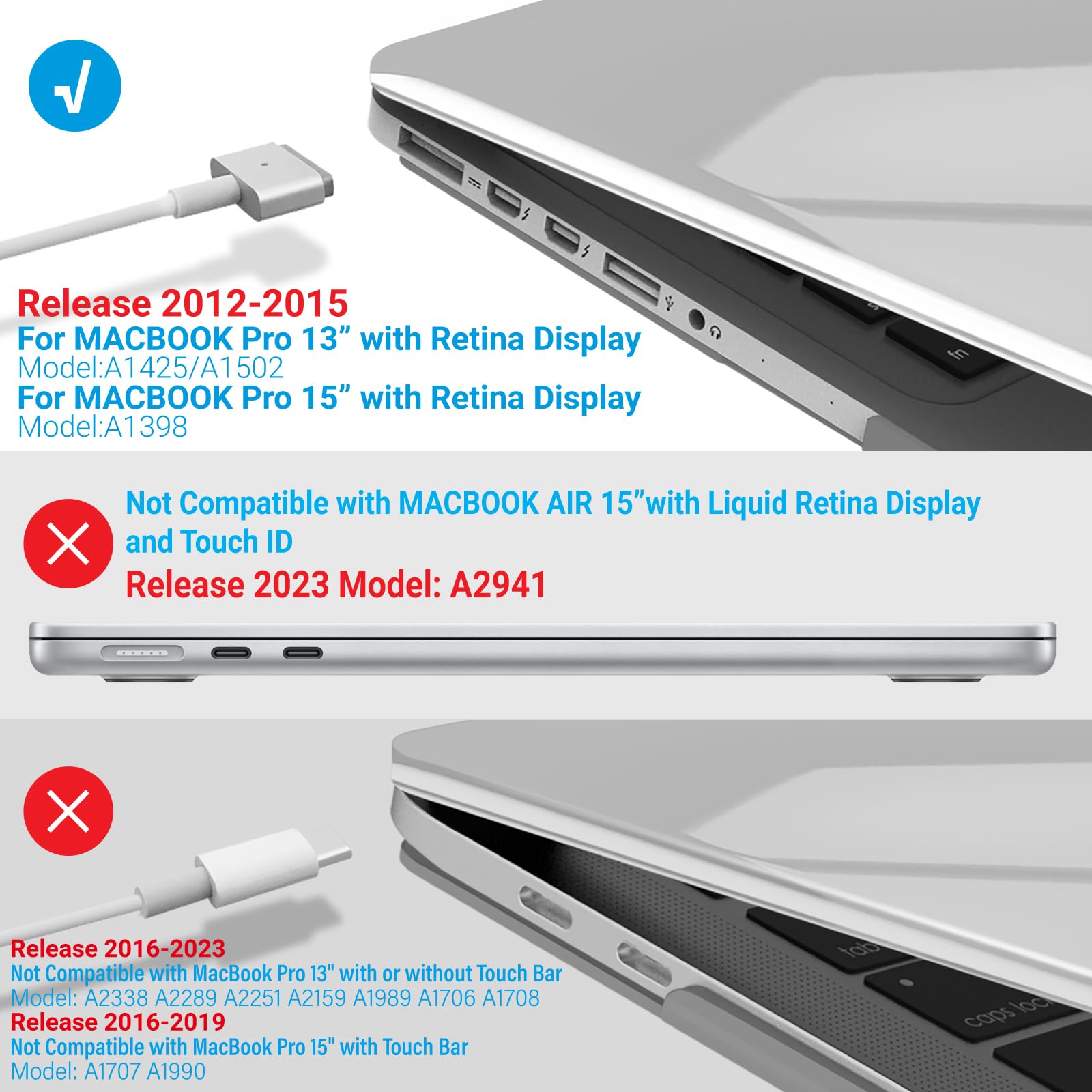 IBENZER Hard Shell Case for MacBook Pro 13 Inch (2012-2015 Models A1502/A1425) - Includes Keyboard Cover & Screen Protector | Crystal Clear Protective Cover for Apple MacBook Pro Retina 13