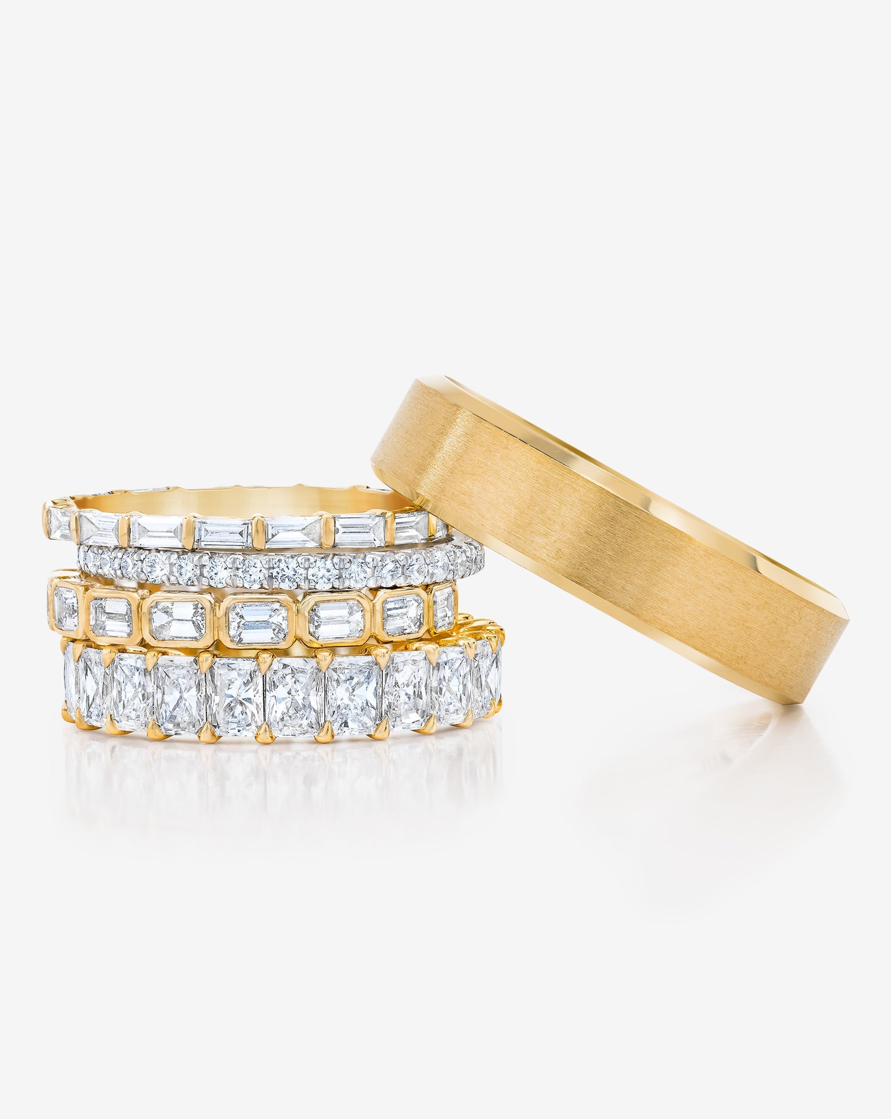 Elegant Baguette Bar Eternity Band Ring - 14K Gold or Platinum Wedding Band for Women, Stackable Thin Diamond Ring for Anniversary, Engagement, or Bridal Jewelry Gift