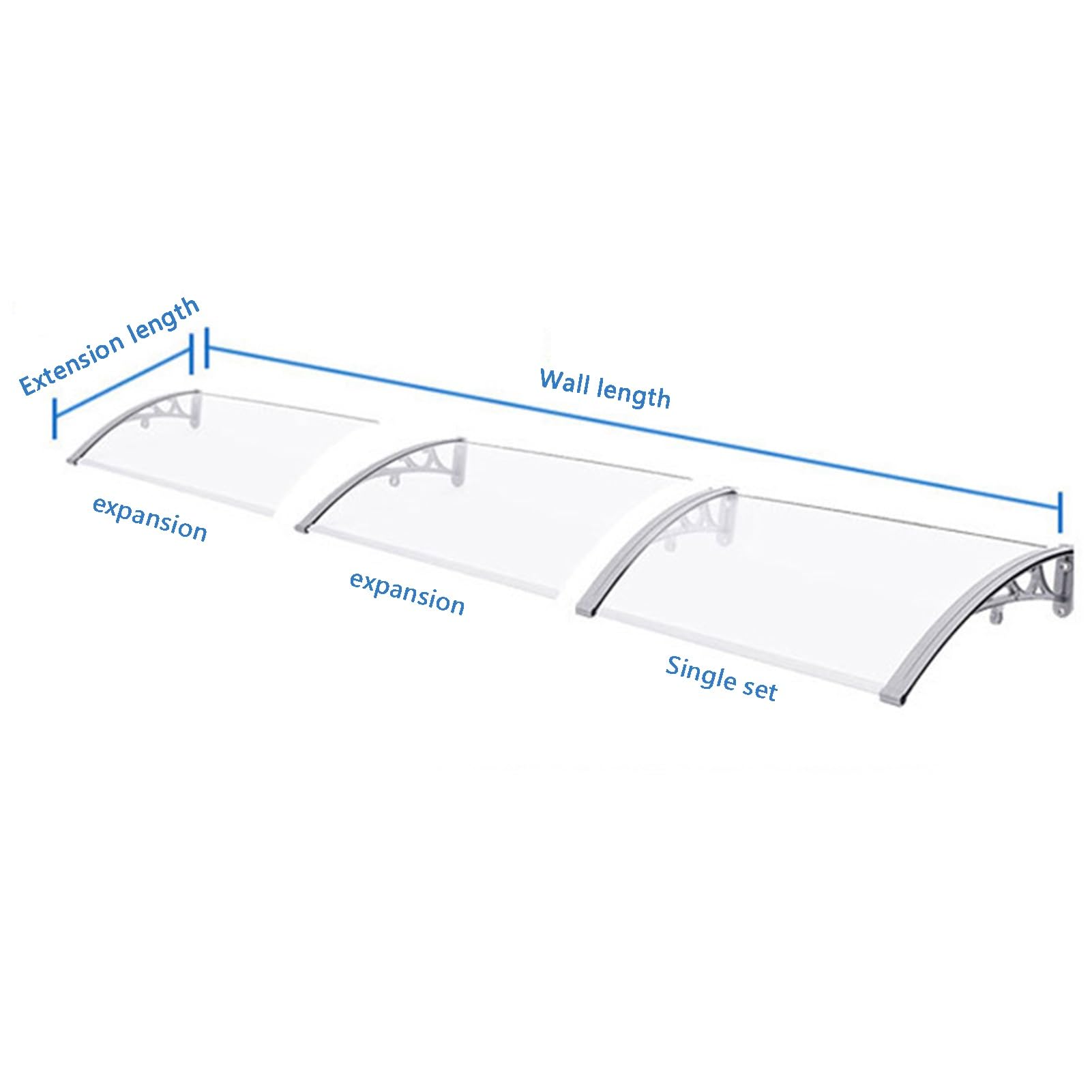 Clear Polycarbonate Patio Door Canopy Cover - 60x180cm (23.6x70.9in) Waterproof Window Awning with UV Protection - Perfect for Outdoor Doors, Windows, and Balcony Shelter from Sun & Rain