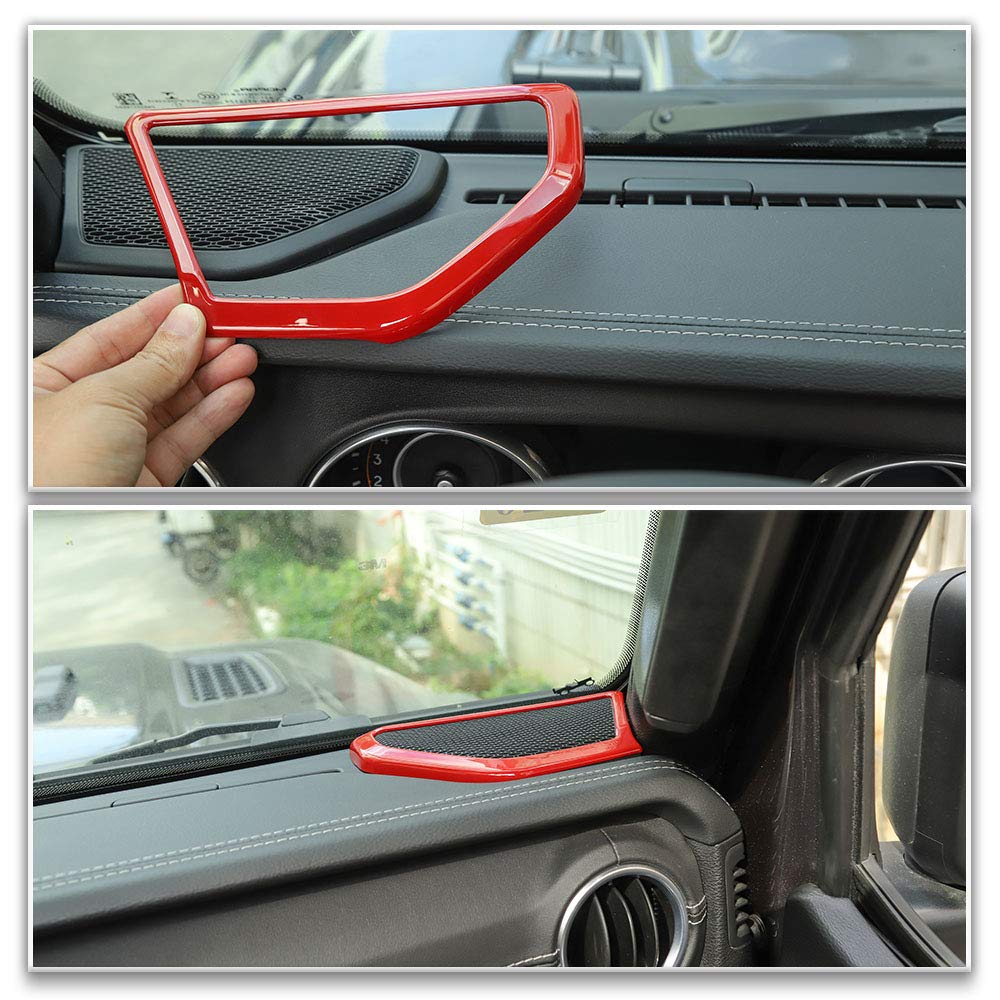 Jeep Wrangler JL JLU & Gladiator JT A-Pillar Speaker Cover Trim - Interior Accessories for 2018-2024 Models (Red) | Custom Car Decor Upgrade for Enhanced Style & Protection