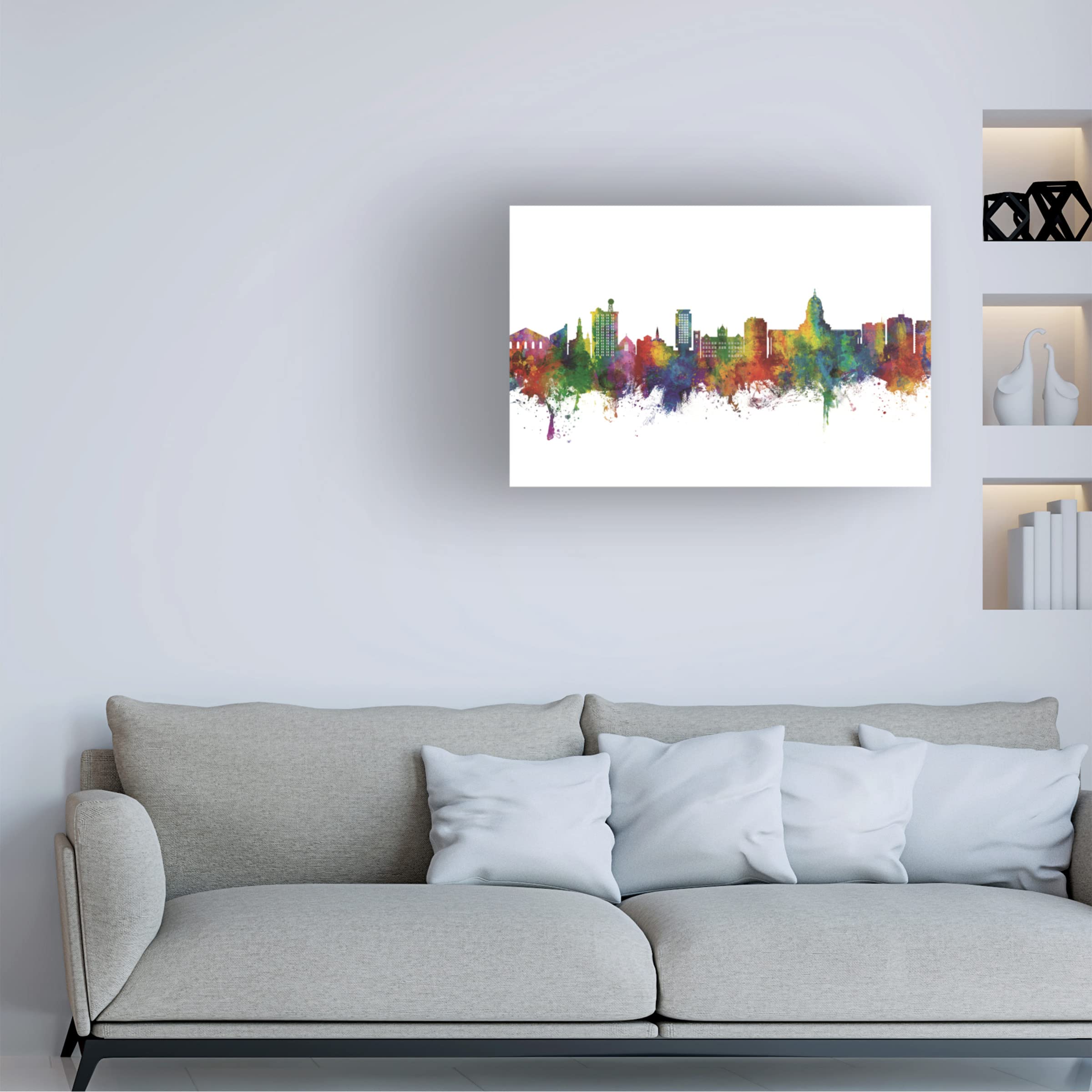 Michael Tompsett Madison Wisconsin Skyline Canvas Art Print - Modern Cityscape Wall Decor for Living Room, Office & Bedroom - Perfect Gift for Home & Business
