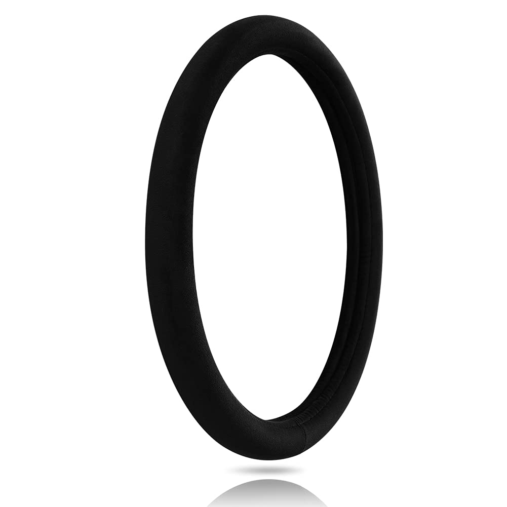 OTOSTAR Soft Velvet Steering Wheel Cover - Universal 15 Inch Luxury Car Steering Wheel Protector for Comfort & Style (Black) | Perfect for Daily Commute, Road Trips & Winter Driving