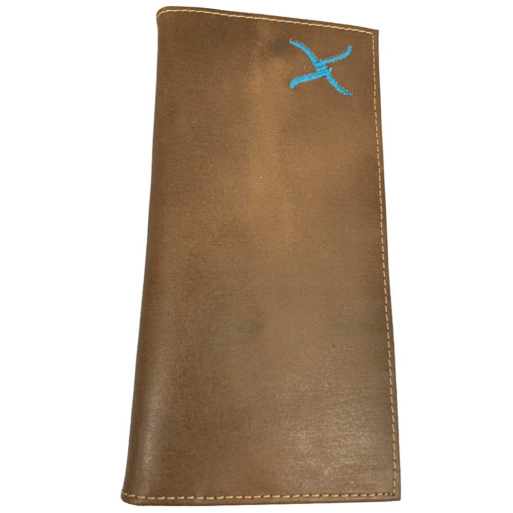 Twisted X Genuine Brown Leather Wallet with Turquoise X Design - Perfect for Rodeo, Western Fashion & Everyday Carry (Men's Bifold Wallet)