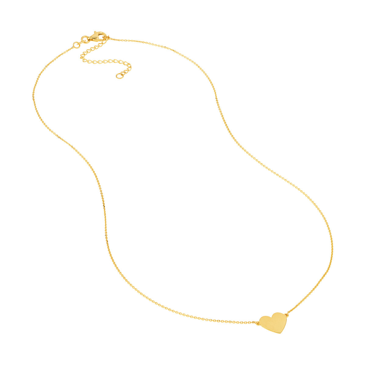 14K Gold Flat Heart Pendant Necklace for Women - Dainty Minimalist Layering Chain Jewelry Gift for Her - Perfect for Valentine's Day, Anniversary & Everyday Wear
