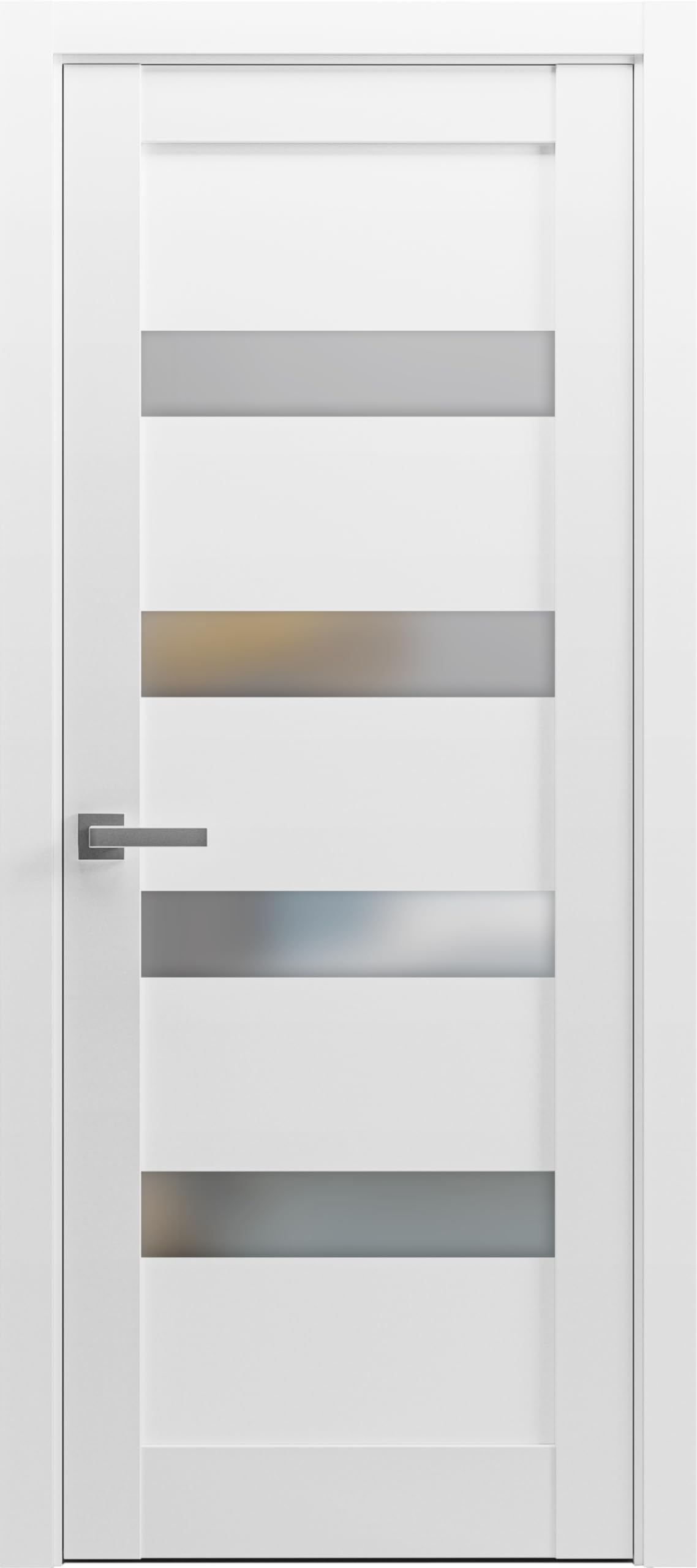 SARTODOORS Pantry Kitchen Lite Door with Hardware - Quadro 4113 White Silk Frosted Opaque Glass Sample | Modern Cabinet Door for Kitchen, Bathroom & Laundry Room | Perfect for Home Renovation & Interior Design Projects